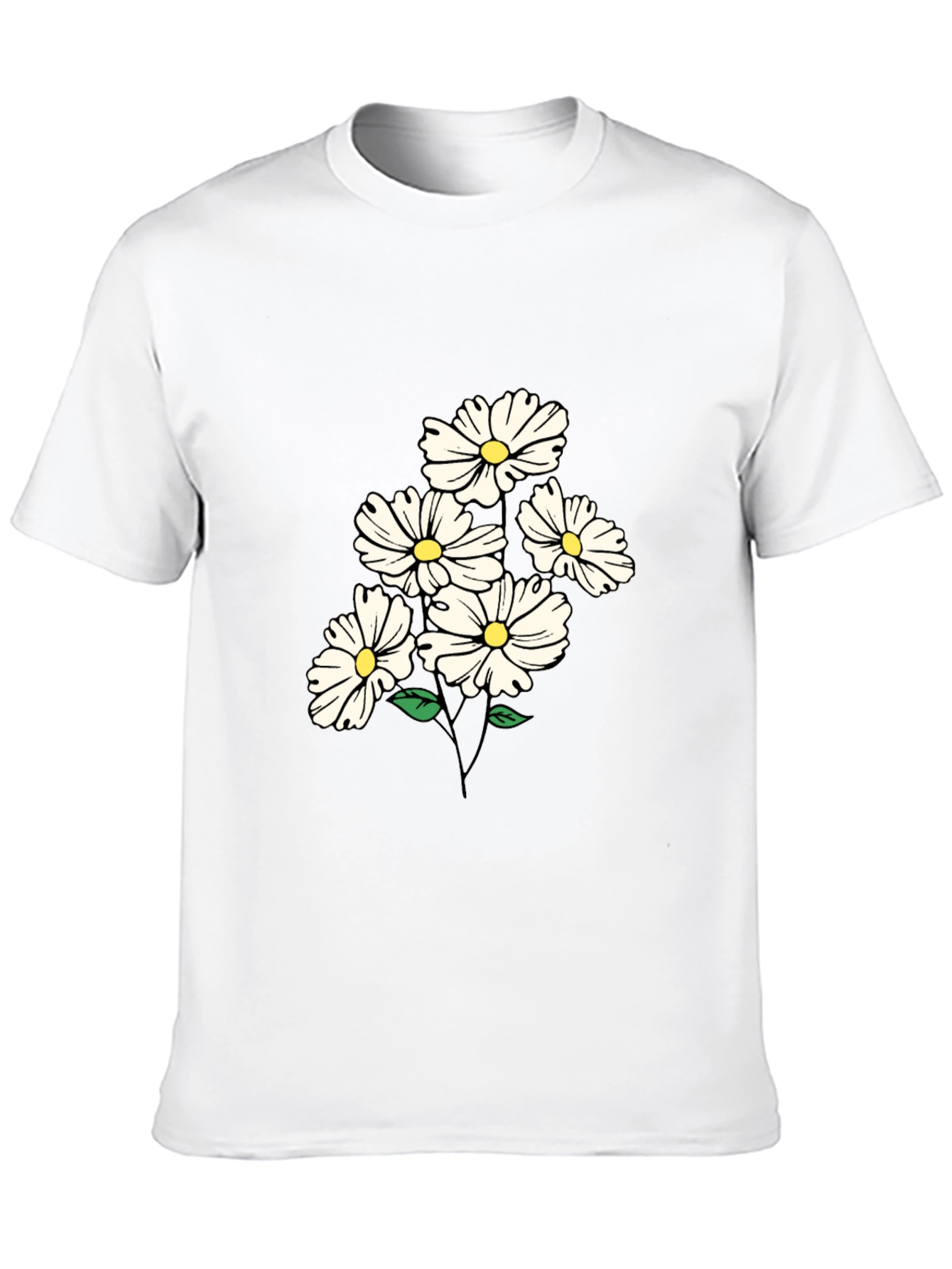 Black Daisy Flower Graphic Tee