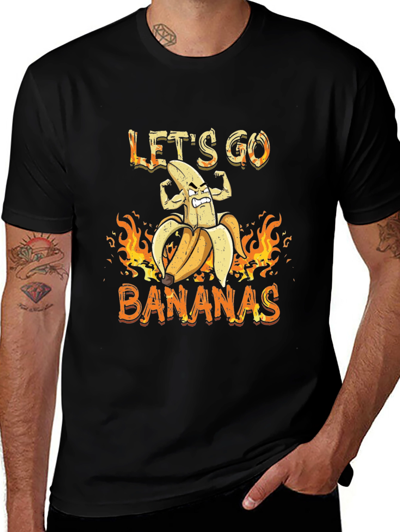 Lets Go Bananas Graphic Tee - Black Cotton T-Shirt