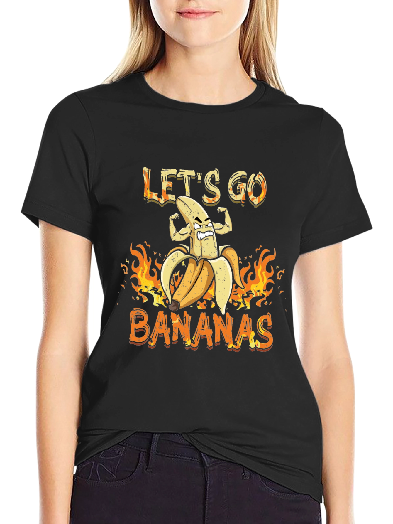 Lets Go Bananas Graphic Tee - Black Cotton T-Shirt