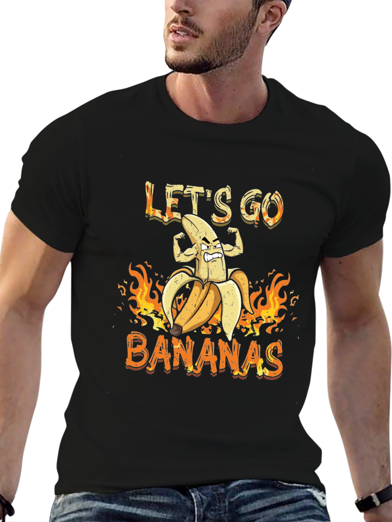 Lets Go Bananas Graphic Tee - Black Cotton T-Shirt