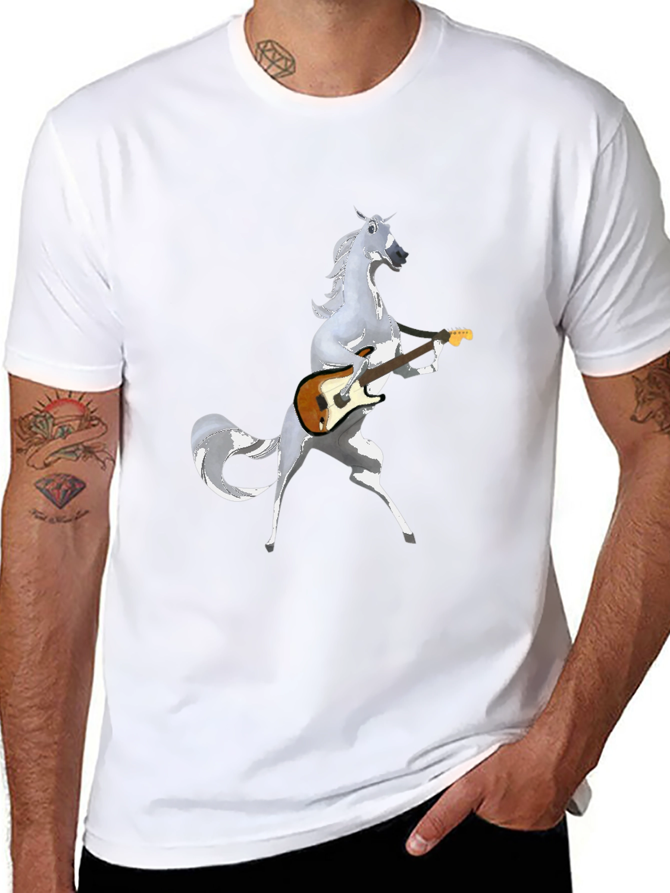 Horse Playing Guitar Graphic T-Shirt