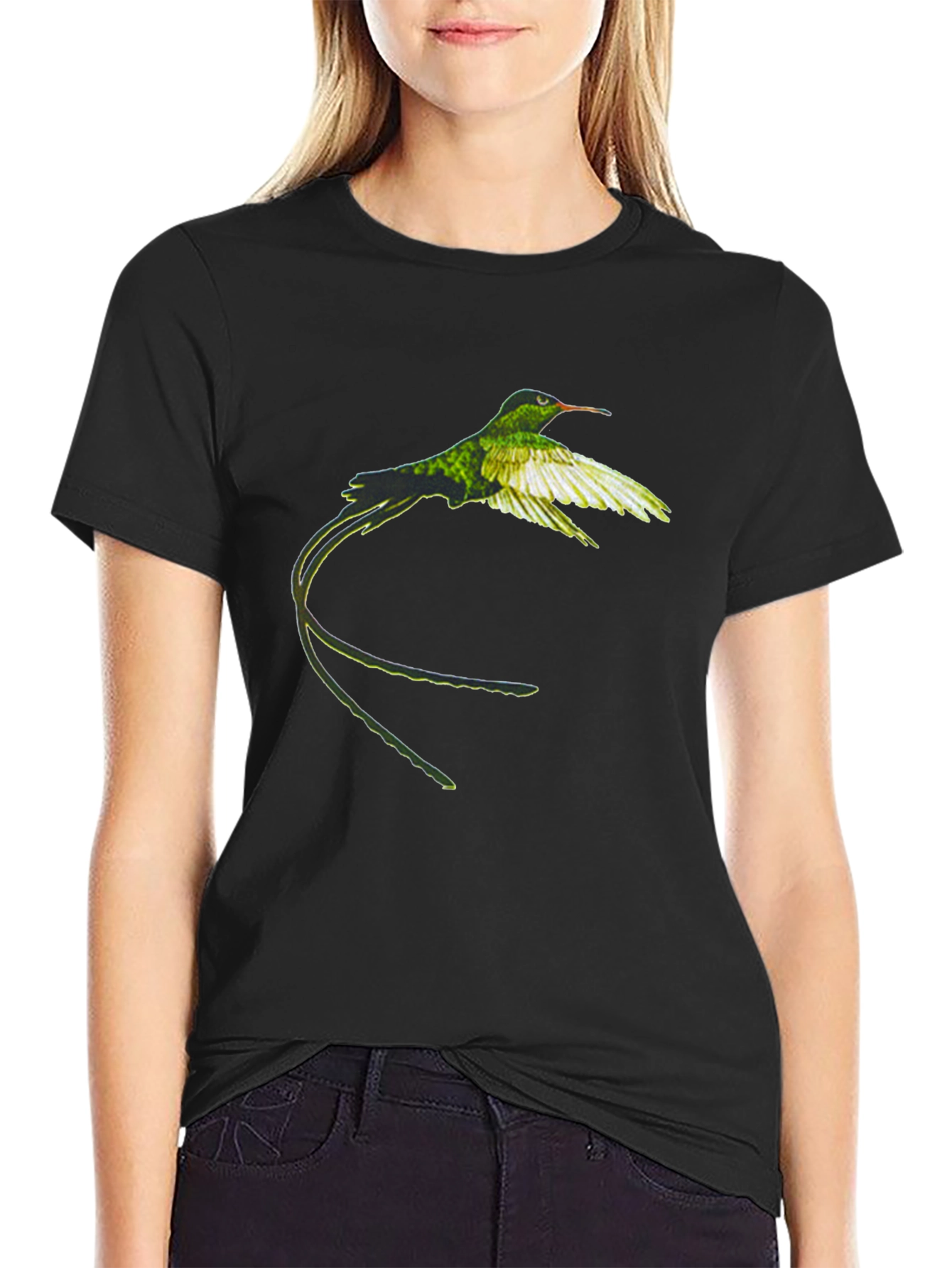Hummingbird Graphic Tee - Nature Inspired Black T-Shirt