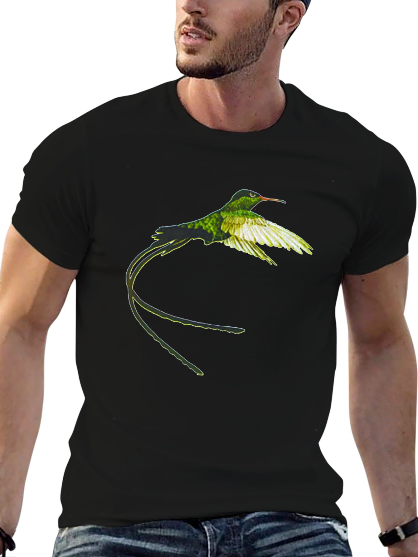 Hummingbird Graphic Tee - Nature Inspired Black T-Shirt