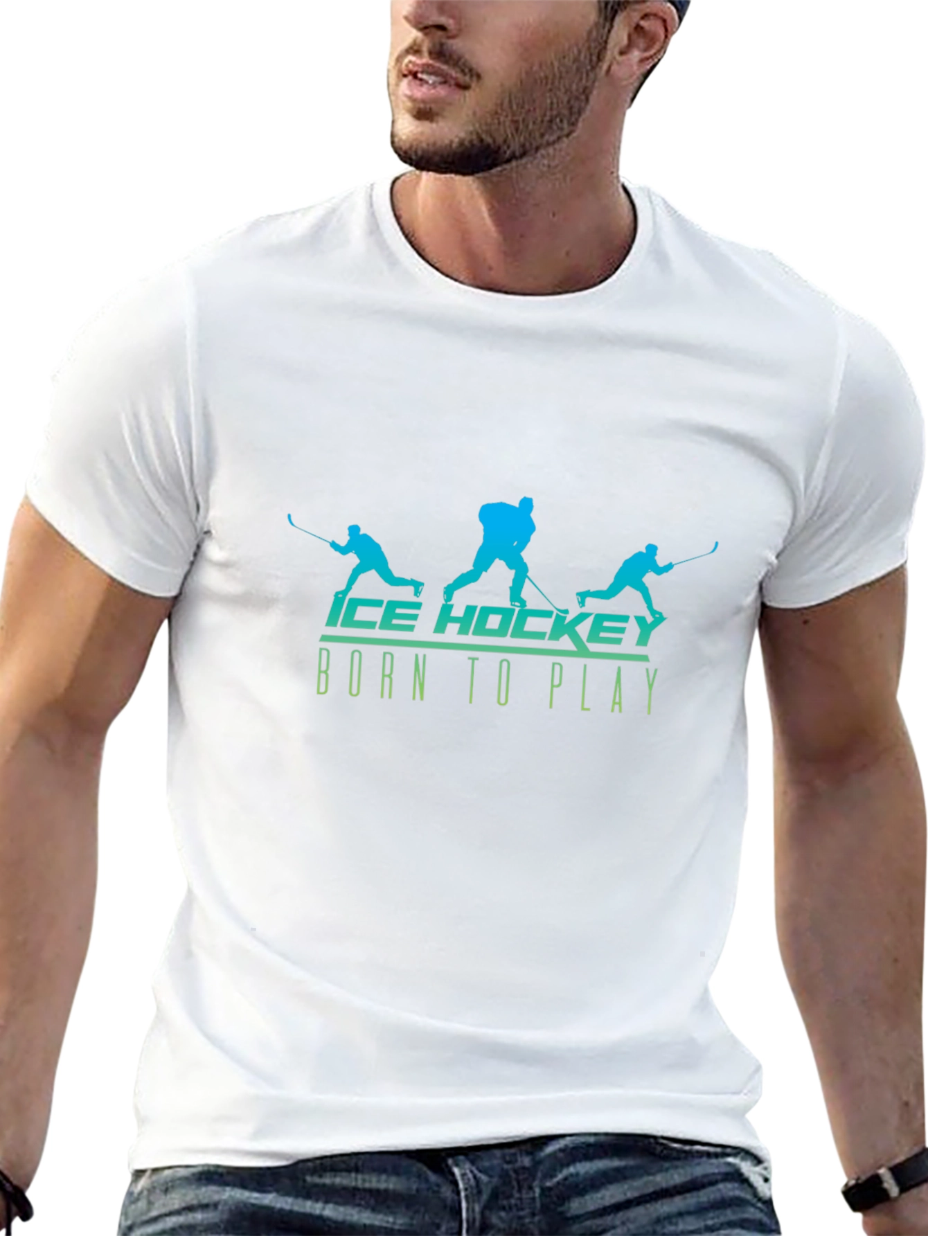 Ice Hockey Born to Play Black T-Shirt
