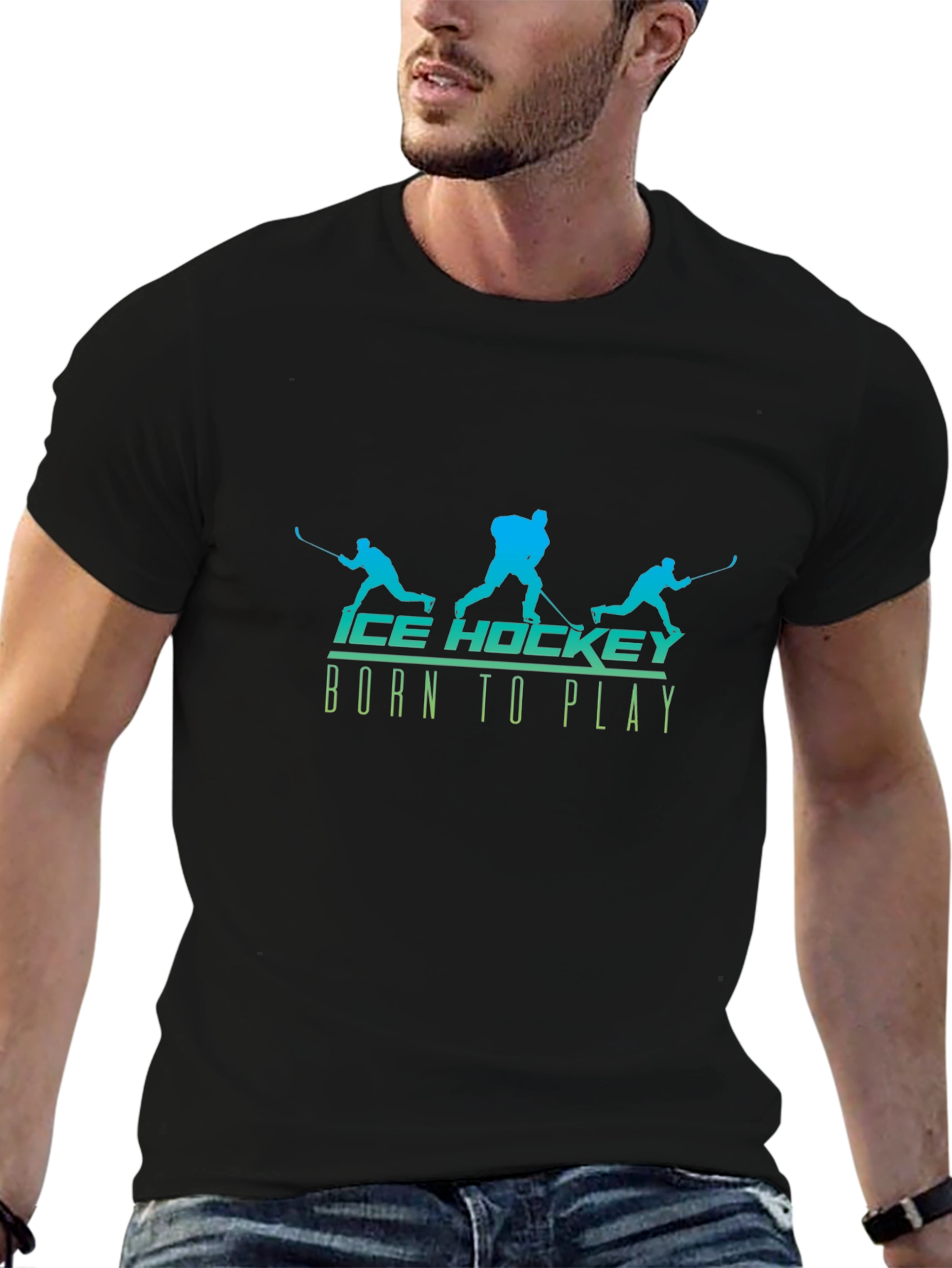 Ice Hockey Born to Play Black T-Shirt