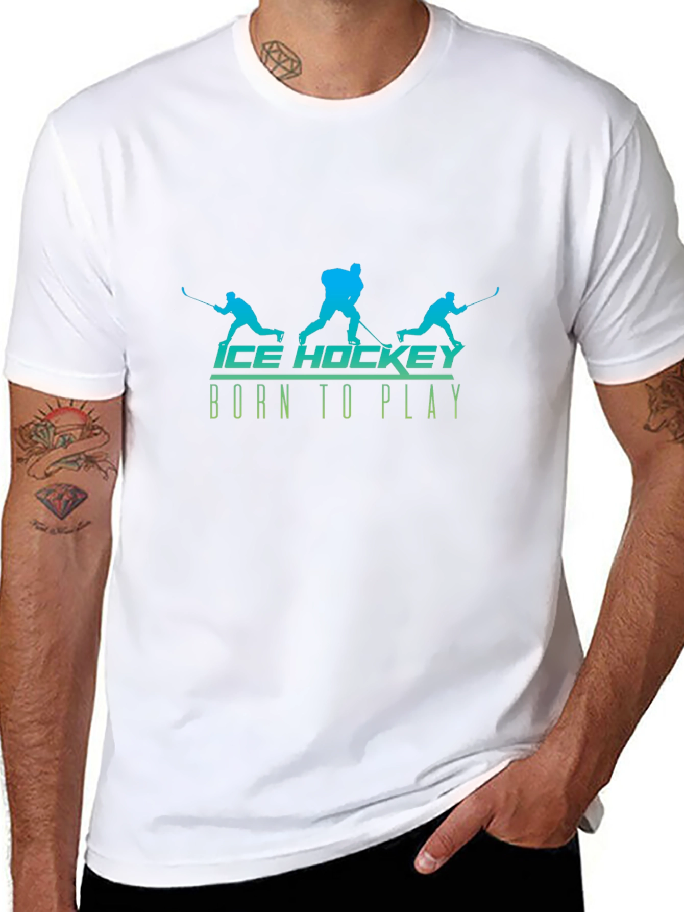 Ice Hockey Born to Play Black T-Shirt