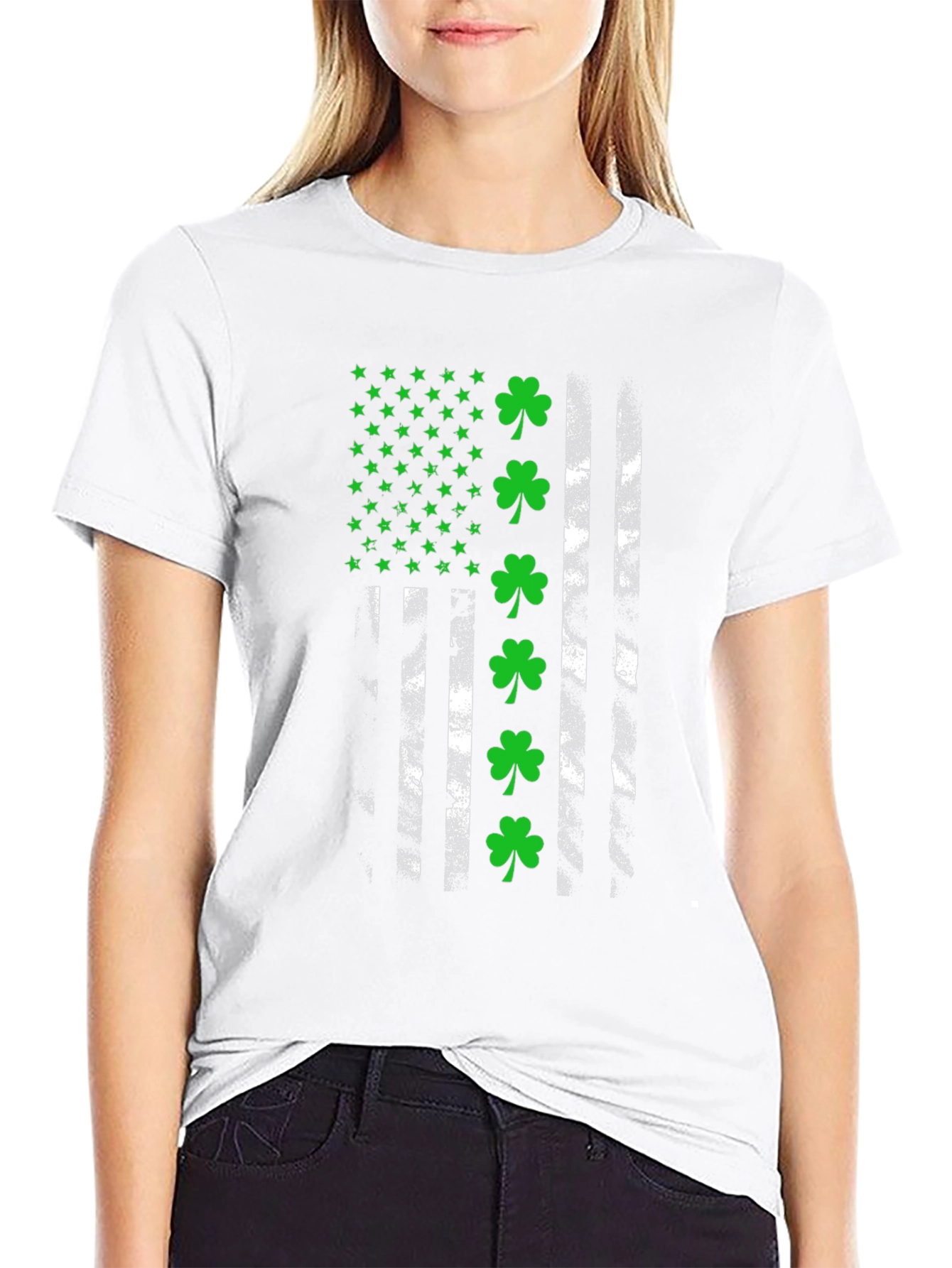 Lucky Shamrock American Flag Tee