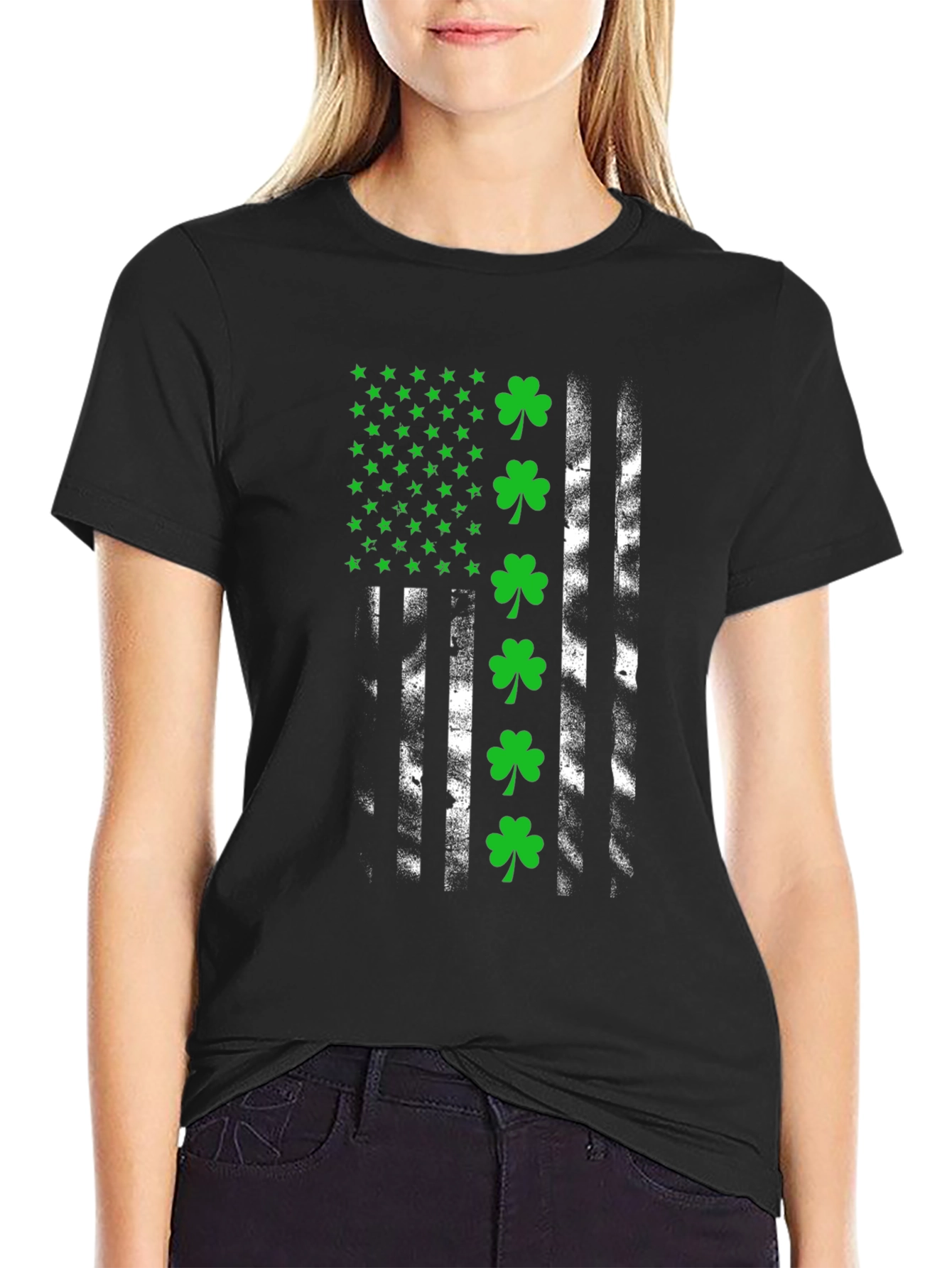 Lucky Shamrock American Flag Tee