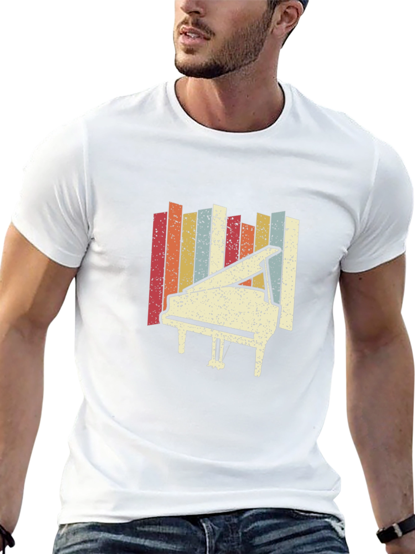 Retro Piano Graphic Tee - Classic Style