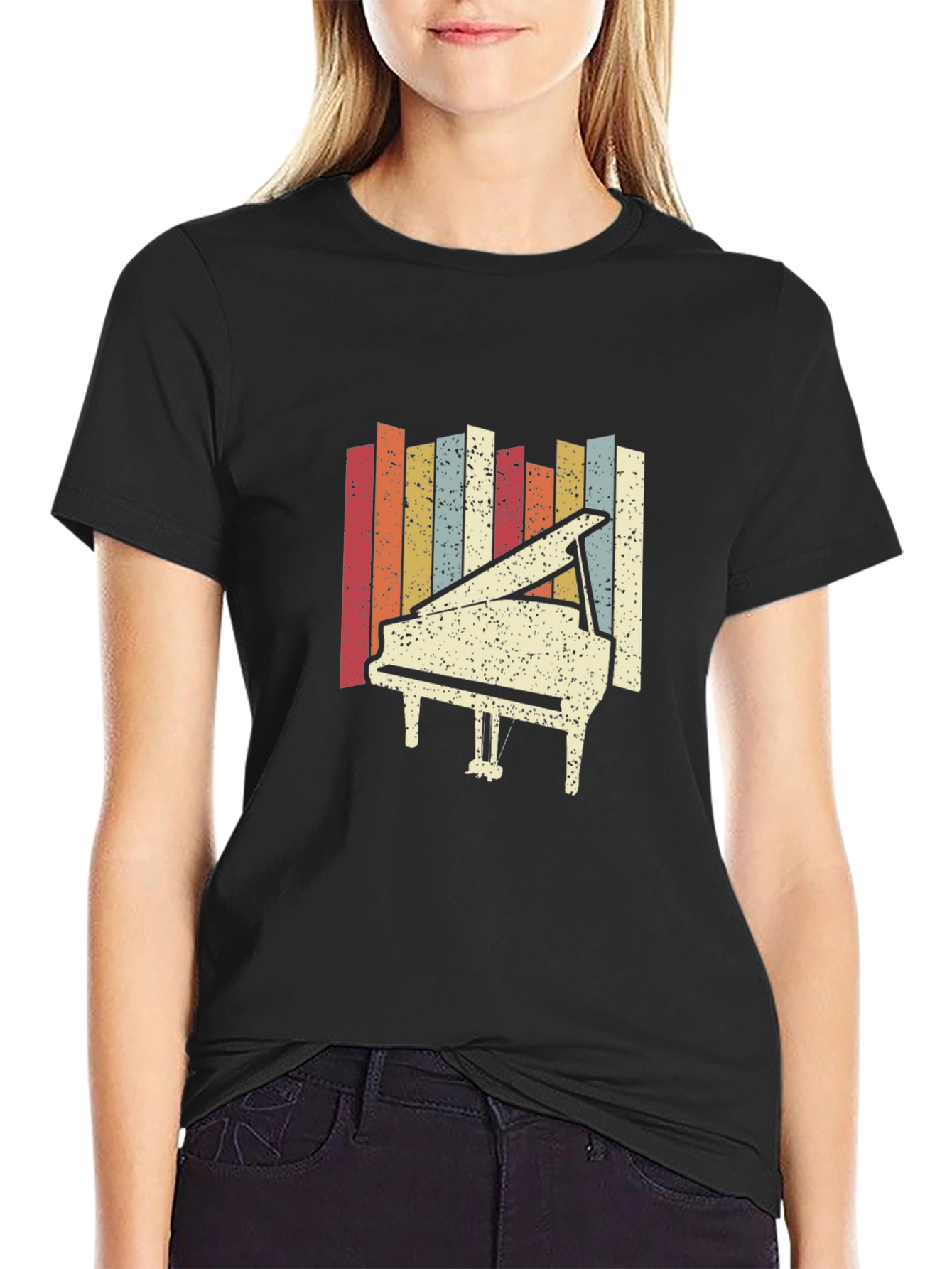 Retro Piano Graphic Tee - Classic Style