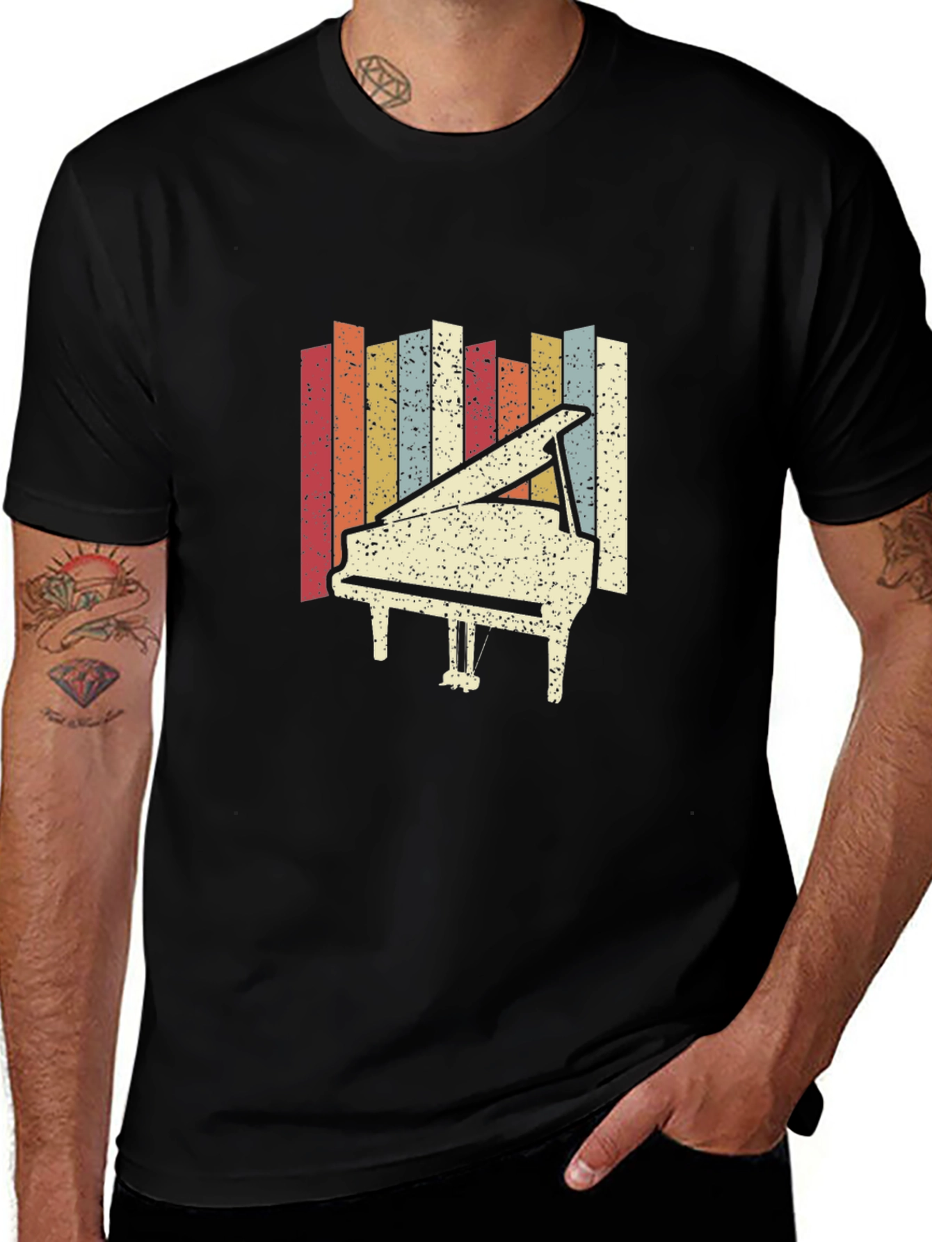 Retro Piano Graphic Tee - Classic Style