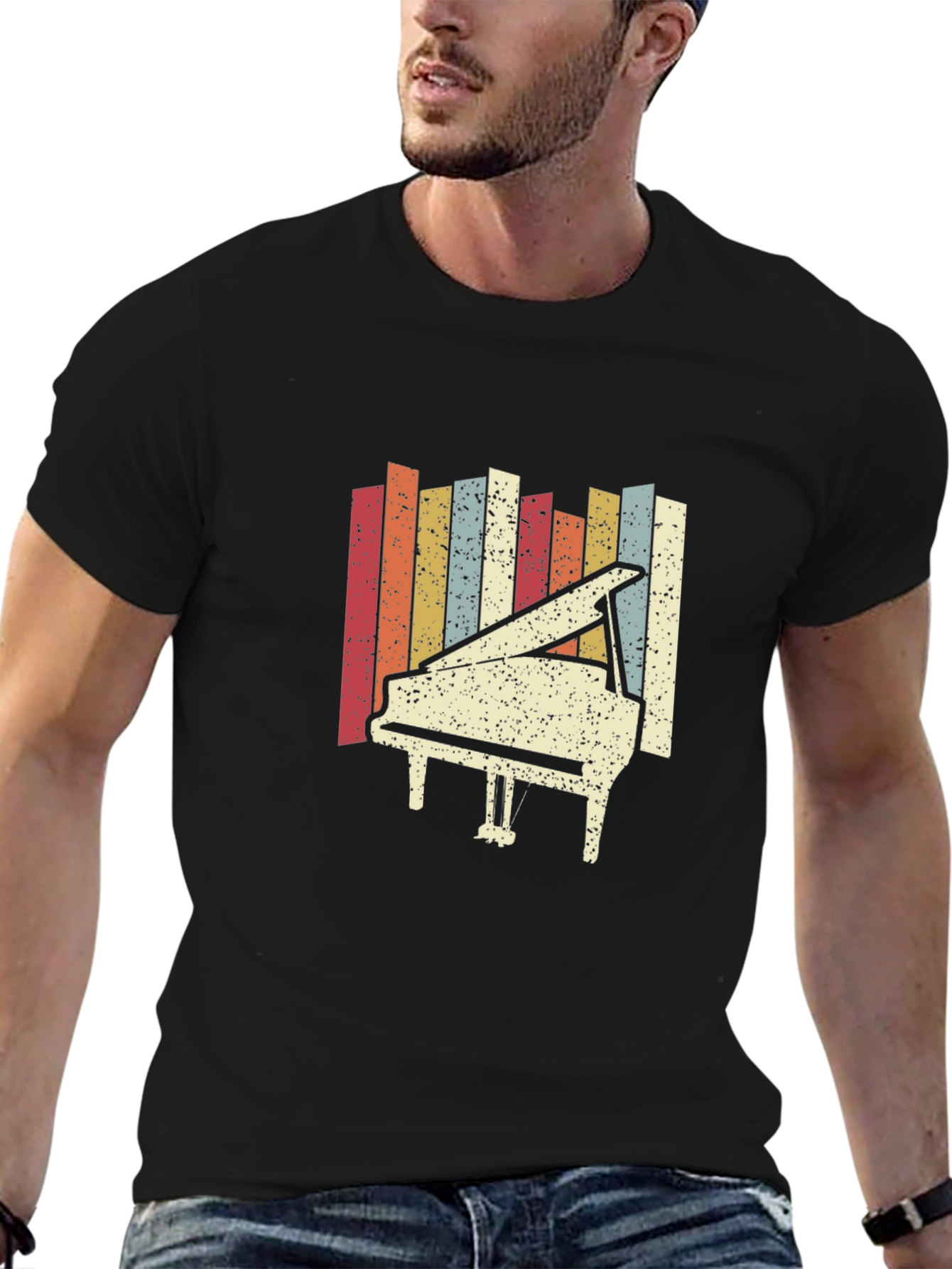 Retro Piano Graphic Tee - Classic Style