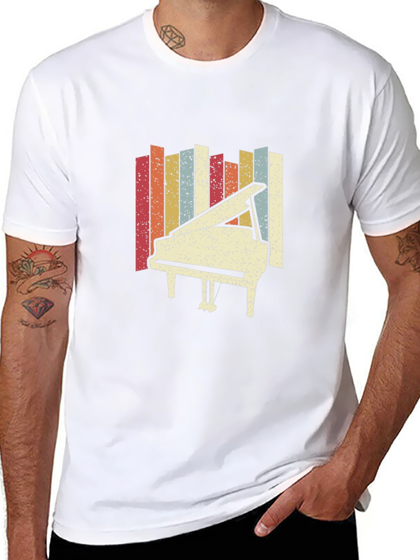 Retro Piano Graphic Tee - Classic Style