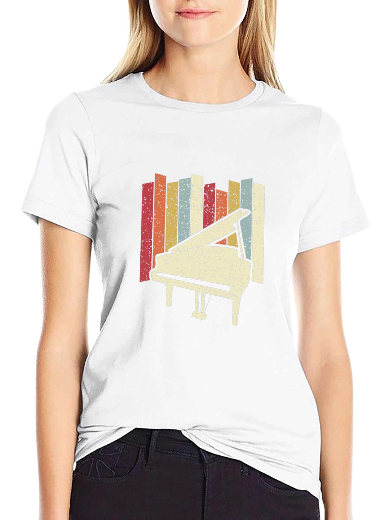 Retro Piano Graphic Tee - Classic Style