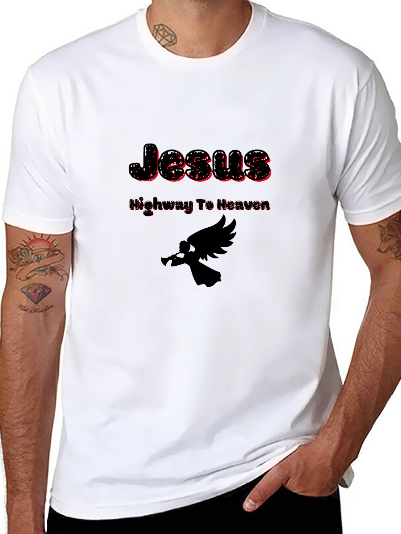 Jesus Highway To Heaven Black T-Shirt