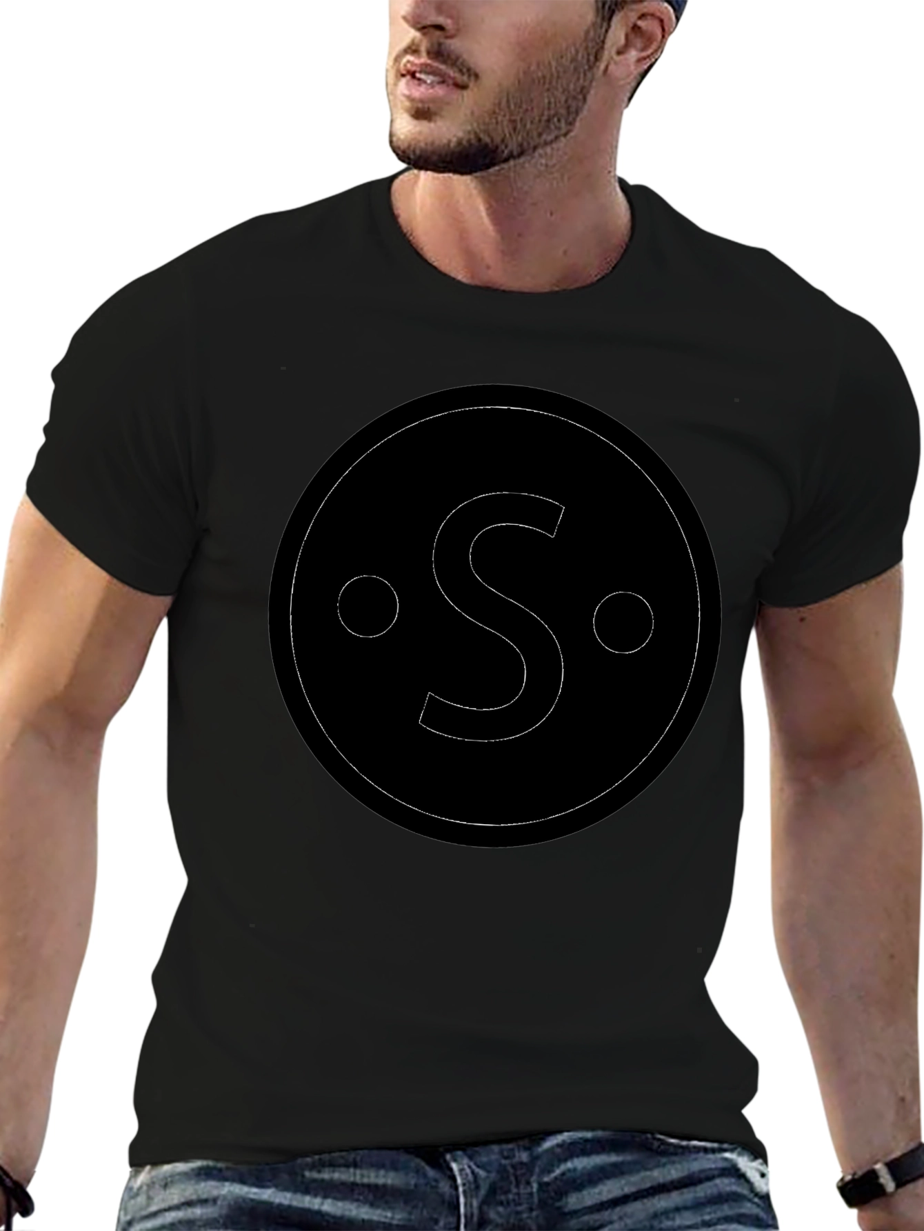 Minimalist S Circle Graphic Black T-Shirt