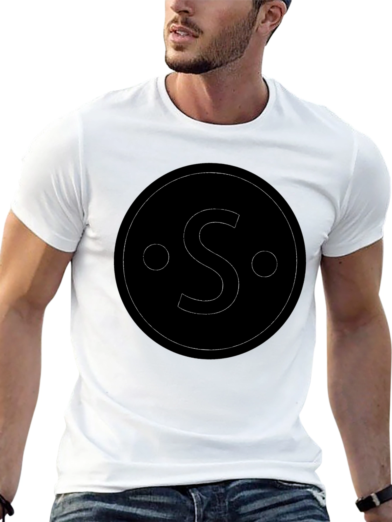 Minimalist S Circle Graphic Black T-Shirt
