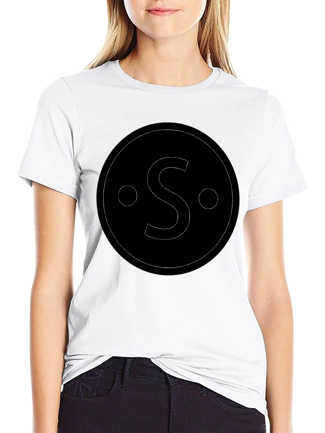Minimalist S Circle Graphic Black T-Shirt