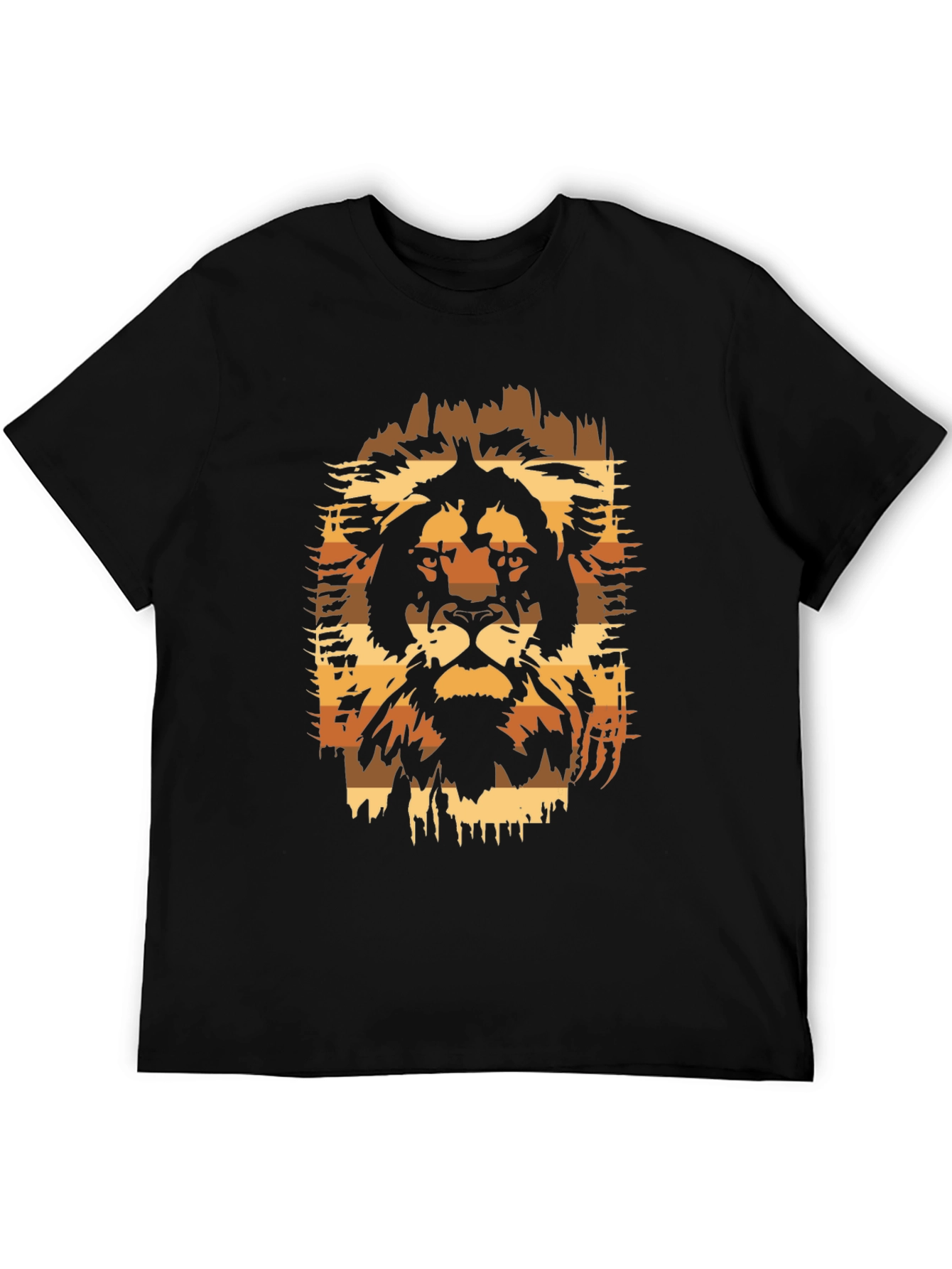 Lion Graphic Print Black T-Shirt - Animal Design