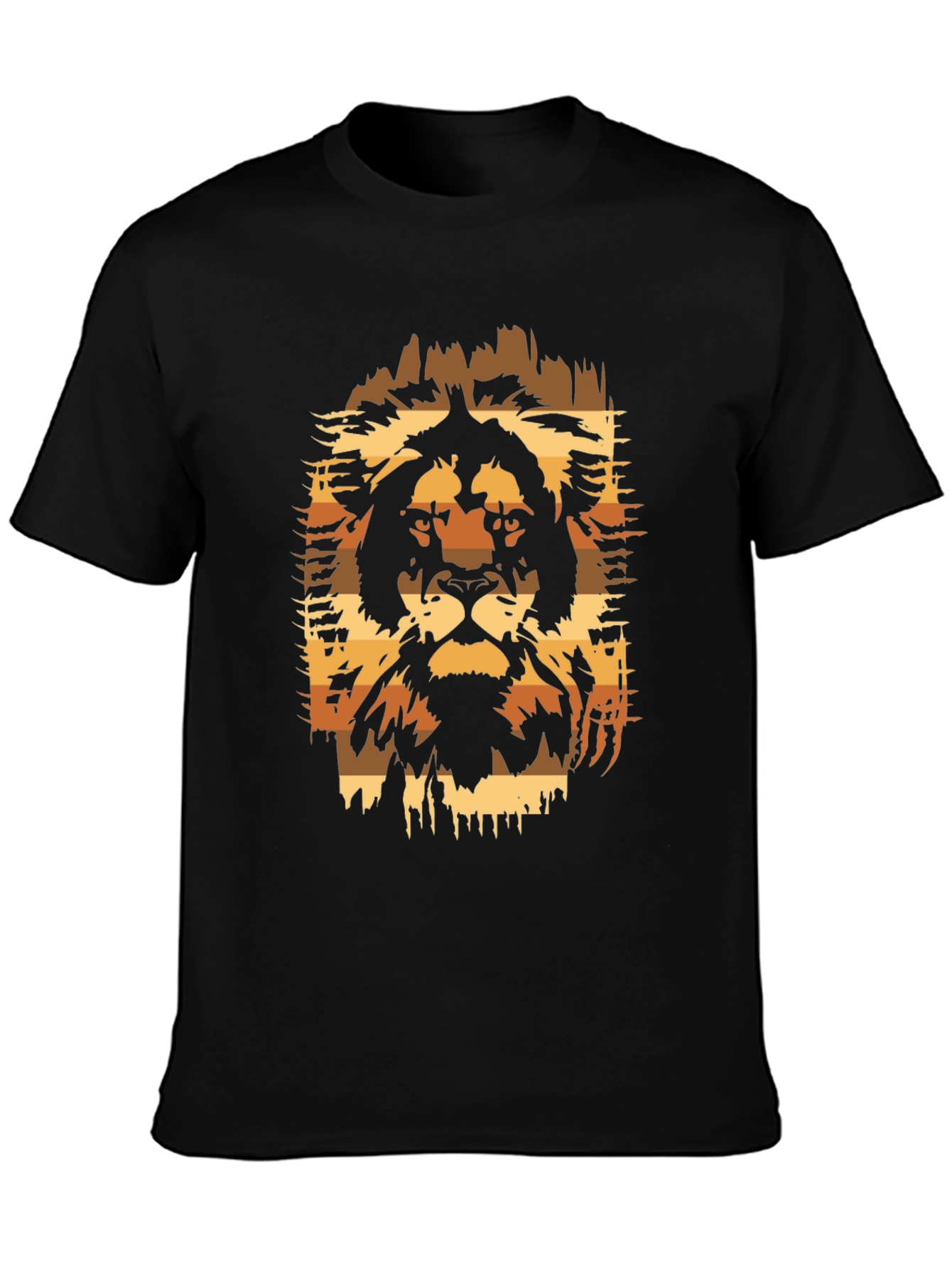 Lion Graphic Print Black T-Shirt - Animal Design