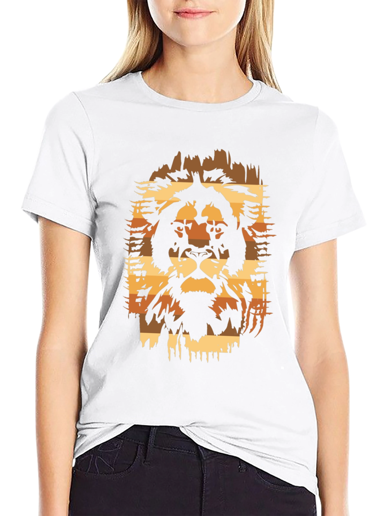 Lion Graphic Print Black T-Shirt - Animal Design