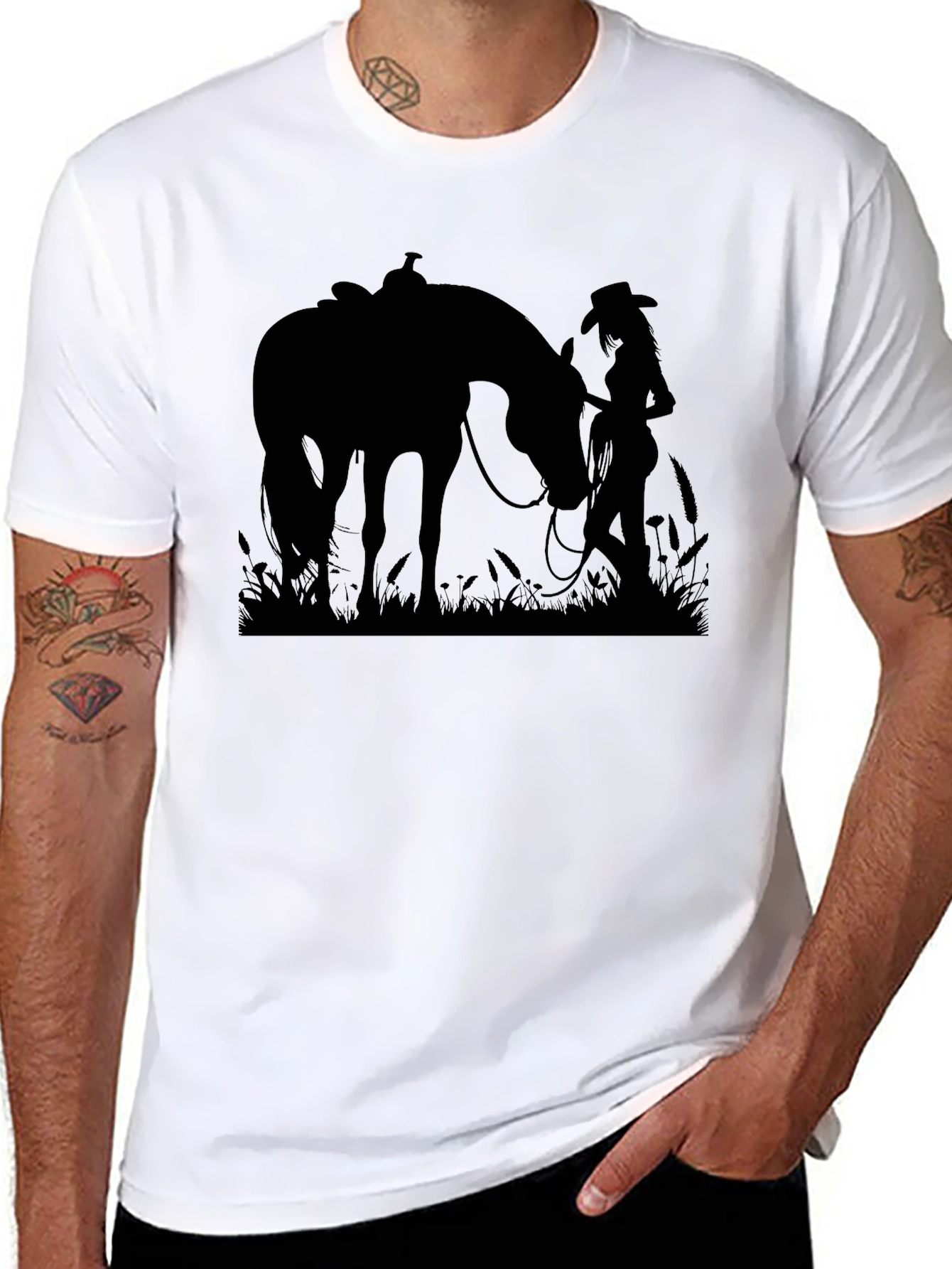 Cowgirl and Horse Silhouette T-Shirt