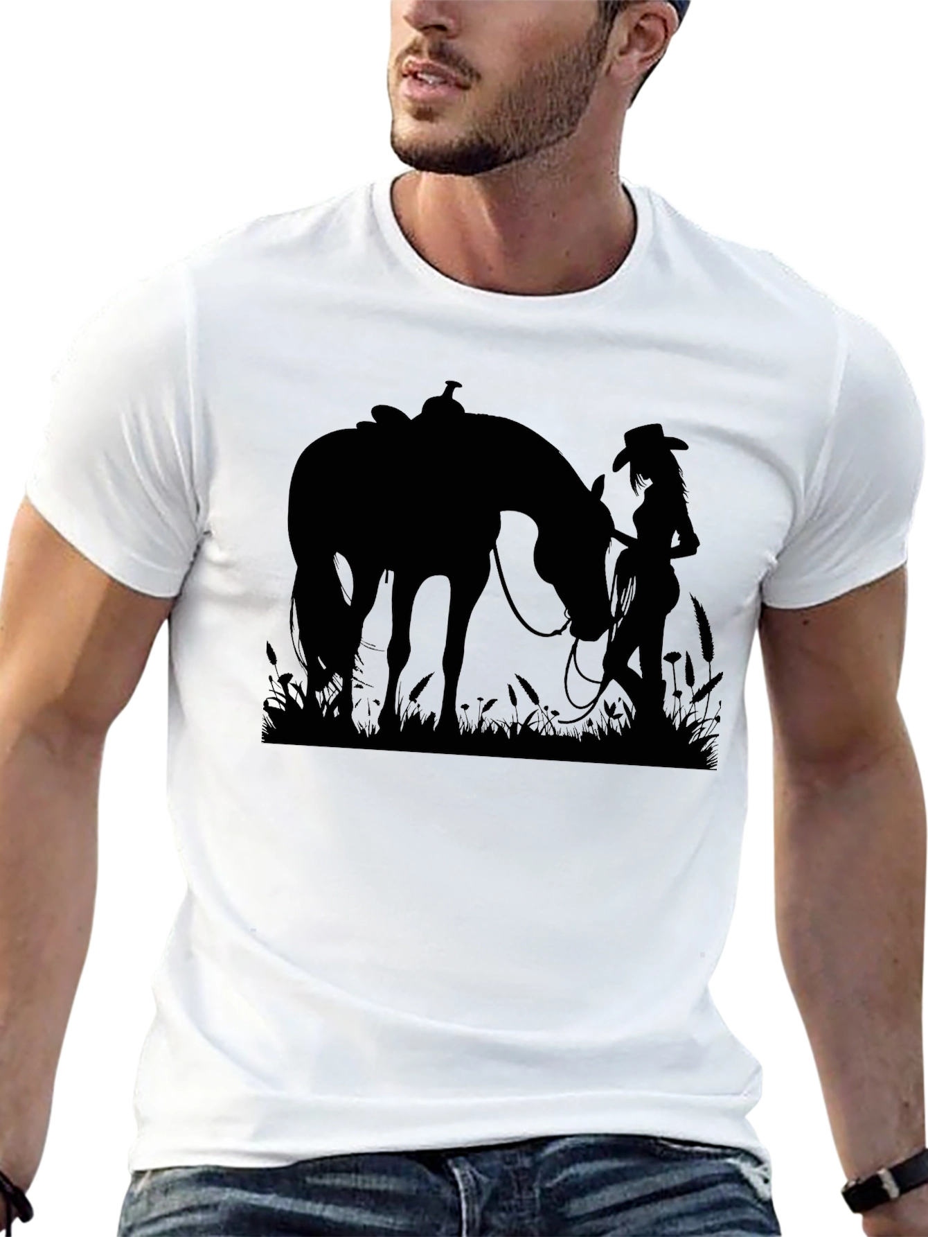Cowgirl and Horse Silhouette T-Shirt