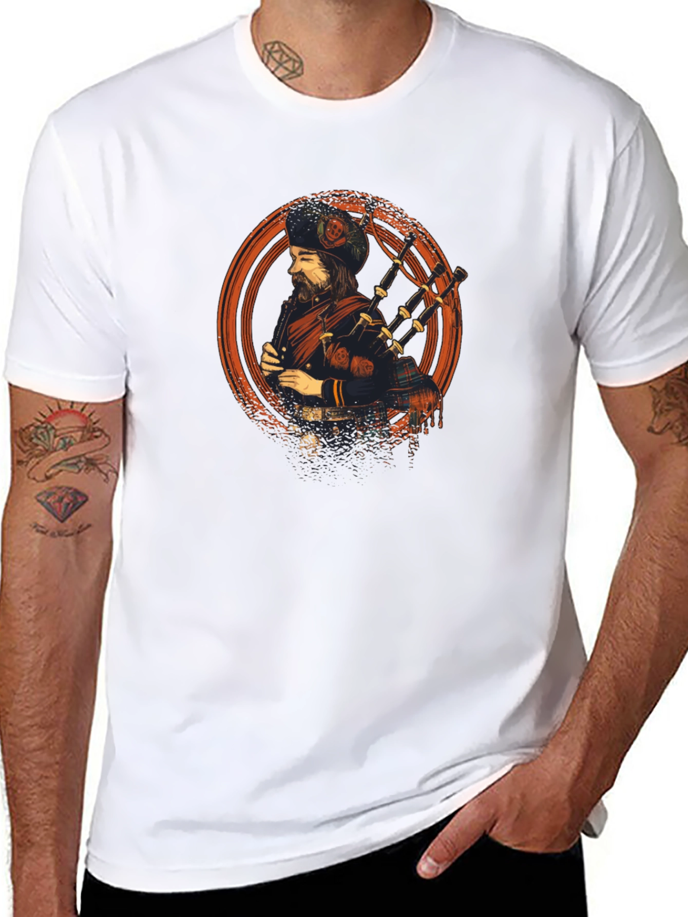 Scottish Bagpiper Graphic Tee - Cool Design T-Shirt