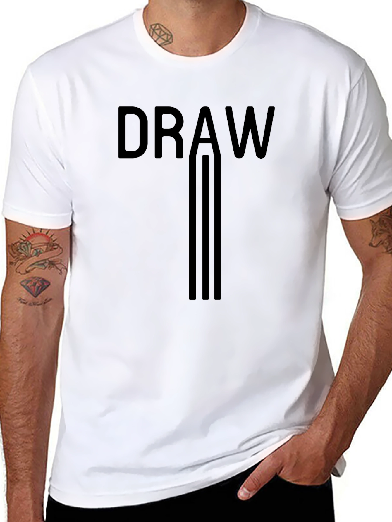 Draw Graphic T-Shirt - Black Cotton Tee