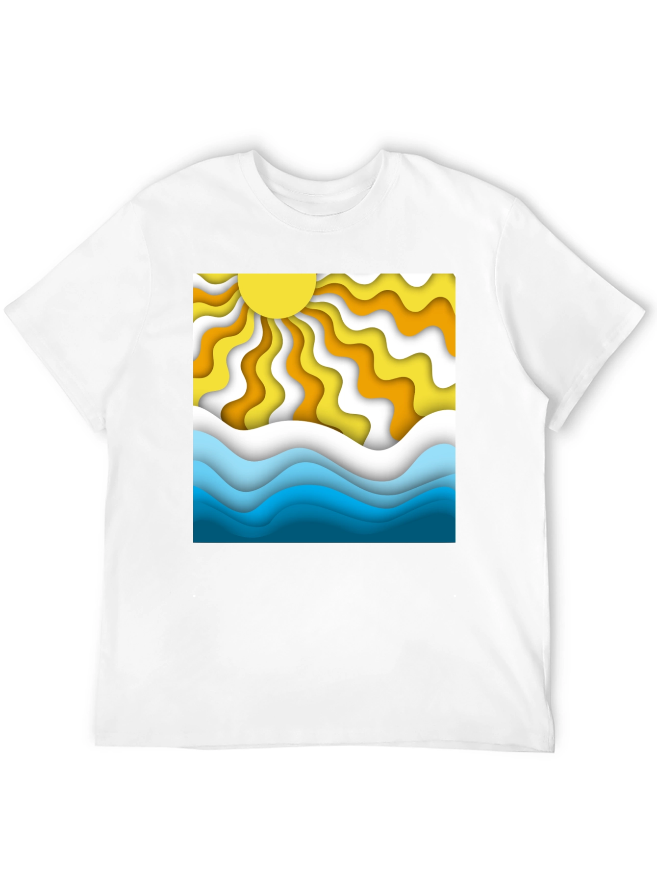 Retro Sun & Waves Graphic T-Shirt