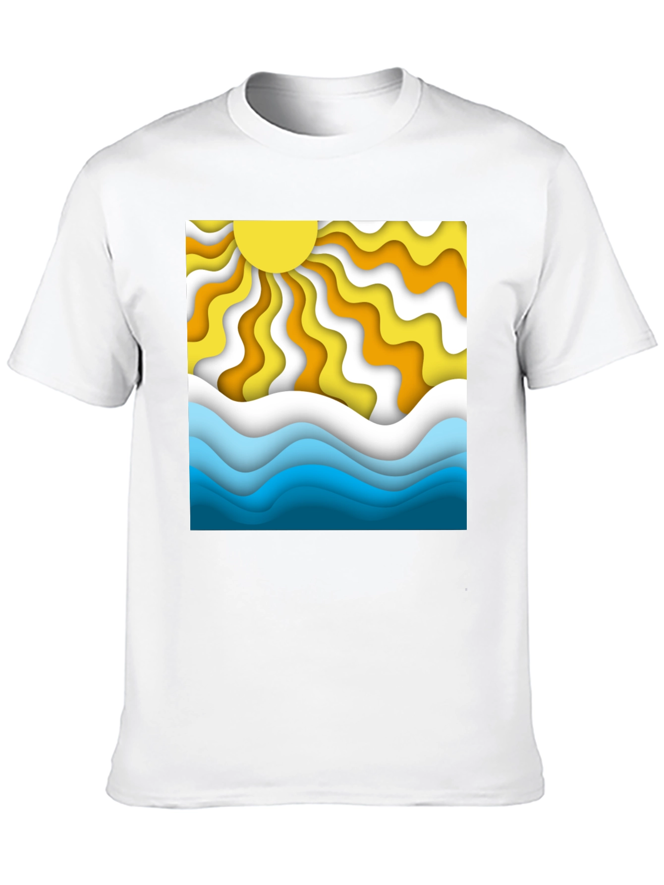 Retro Sun & Waves Graphic T-Shirt