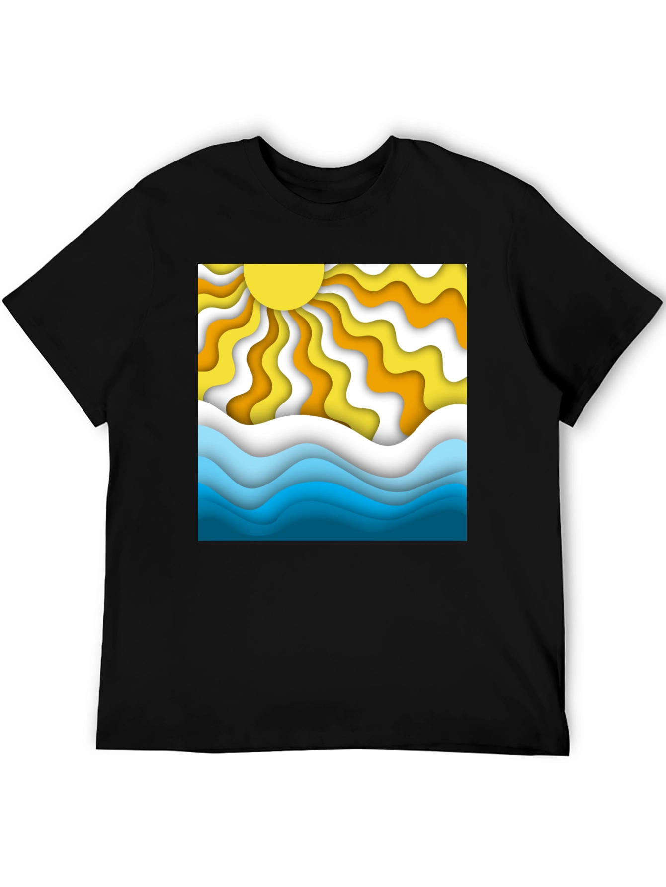 Retro Sun & Waves Graphic T-Shirt