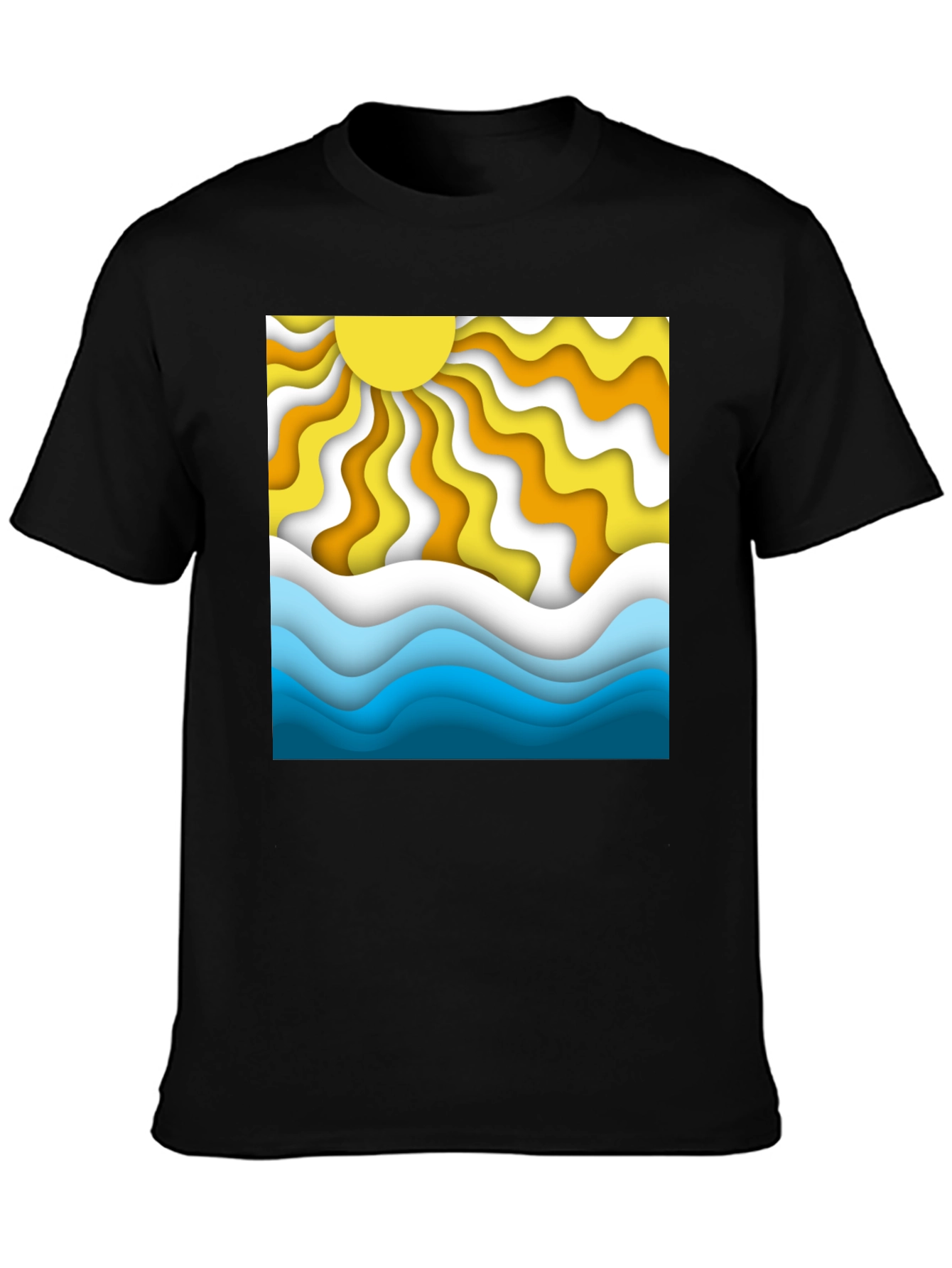 Retro Sun & Waves Graphic T-Shirt