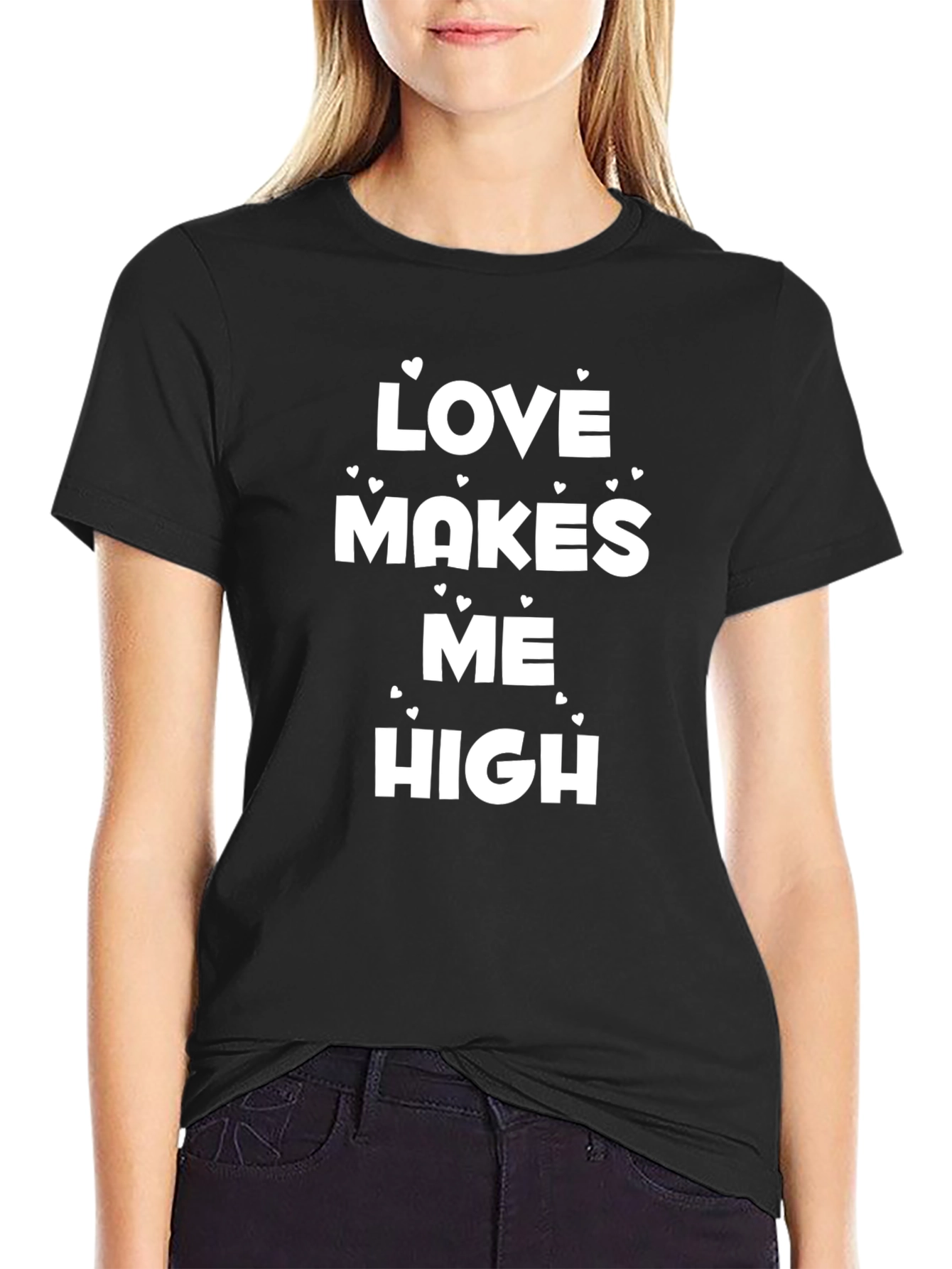 Love Makes Me High T-Shirt Black Casual Tee