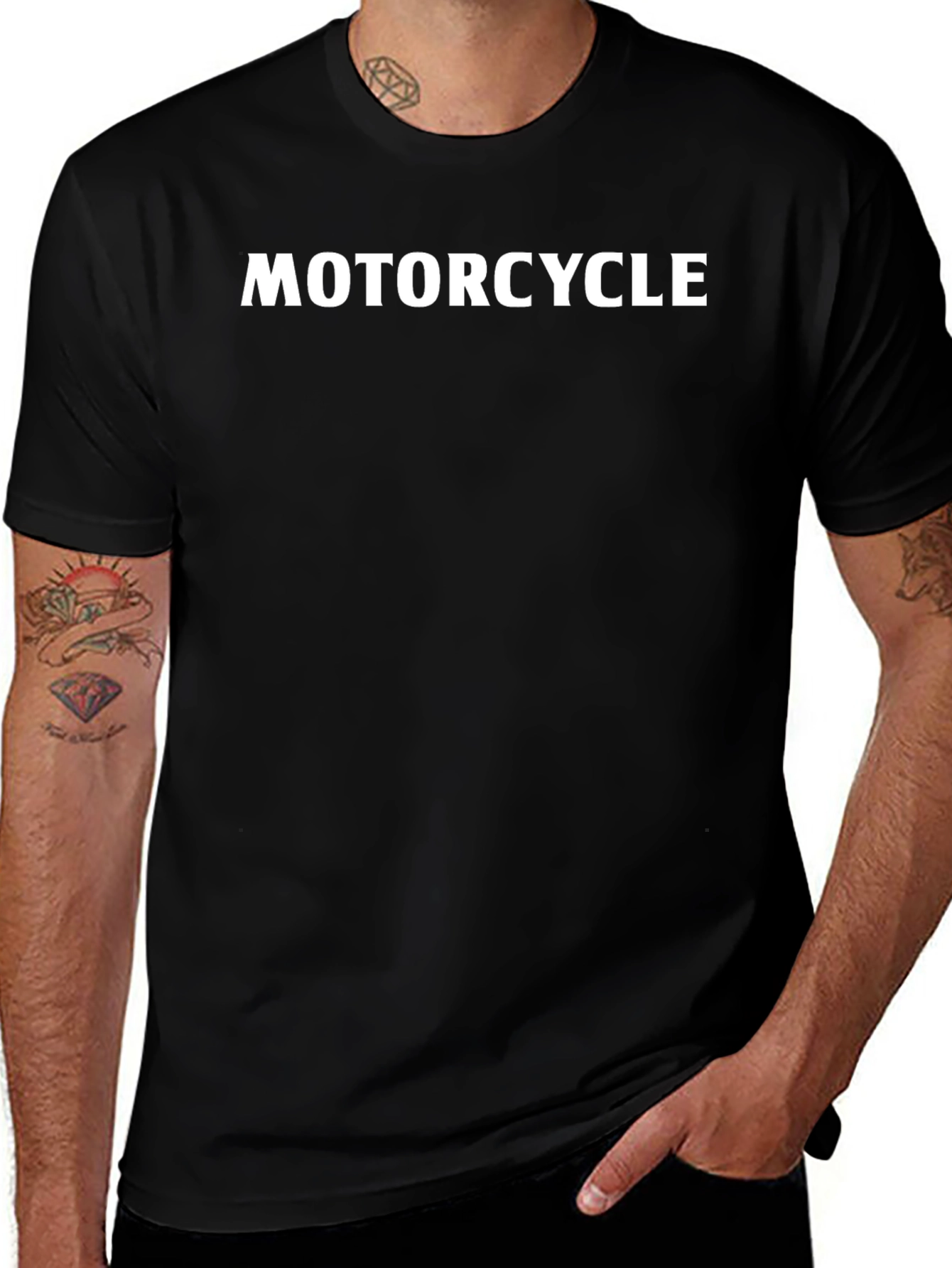 Motorcycle Graphic Tee - Black Casual T-Shirt