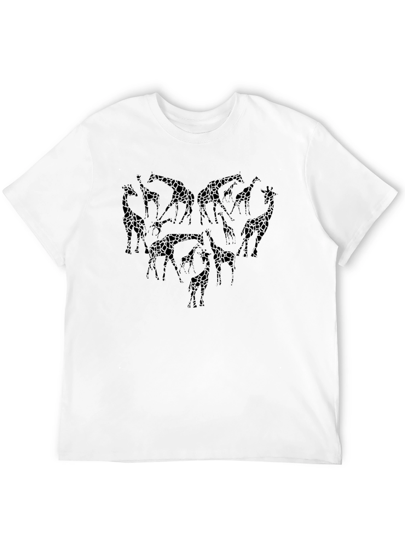 Giraffe Heart Graphic Tee - Stylish Mens Black T-Shirt