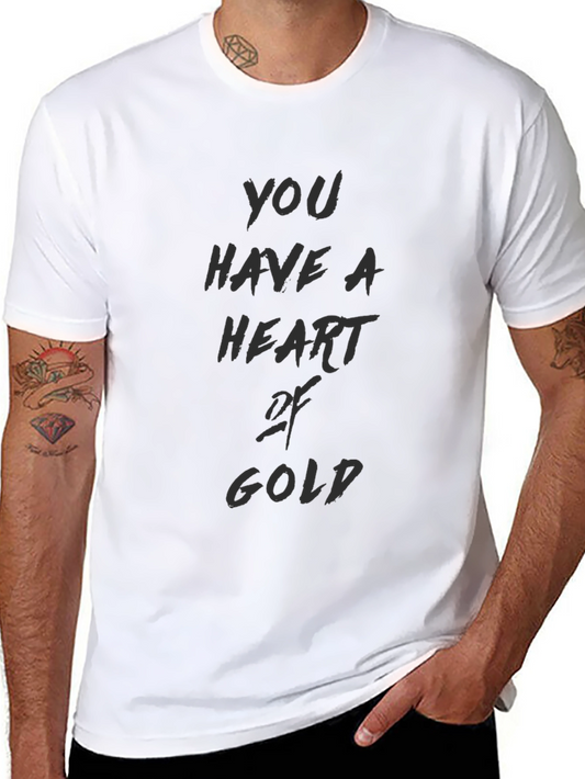 Heart of Gold Graphic Tee - Soft Black Cotton Shirt