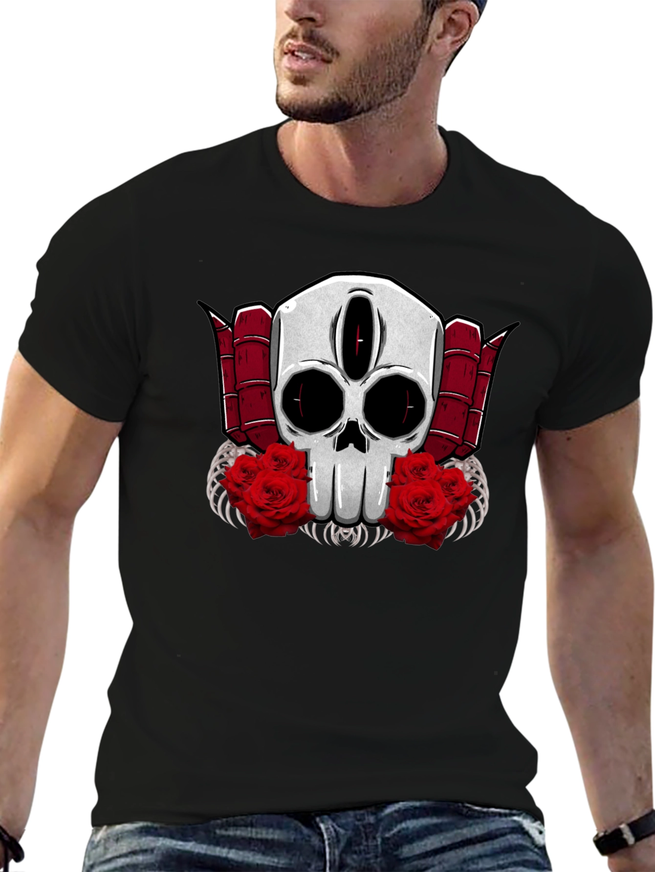 Skull & Roses Graphic Tee - Edgy Style