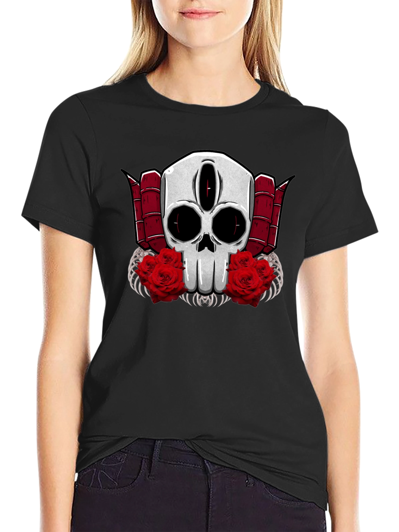 Skull & Roses Graphic Tee - Edgy Style