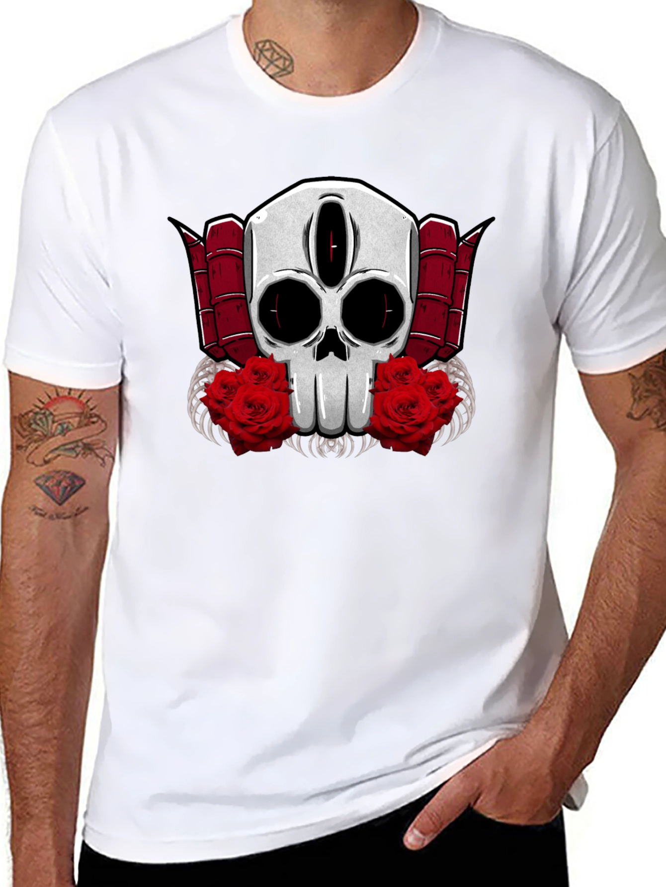 Skull & Roses Graphic Tee - Edgy Style