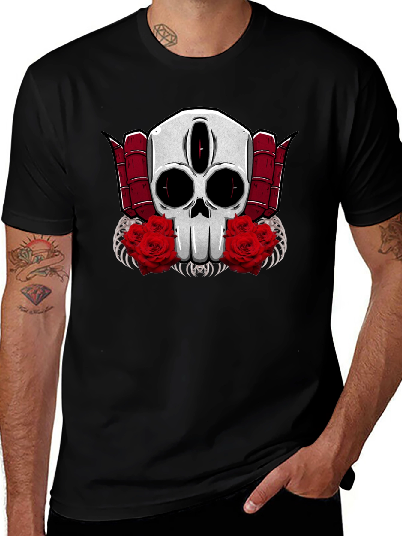 Skull & Roses Graphic Tee - Edgy Style