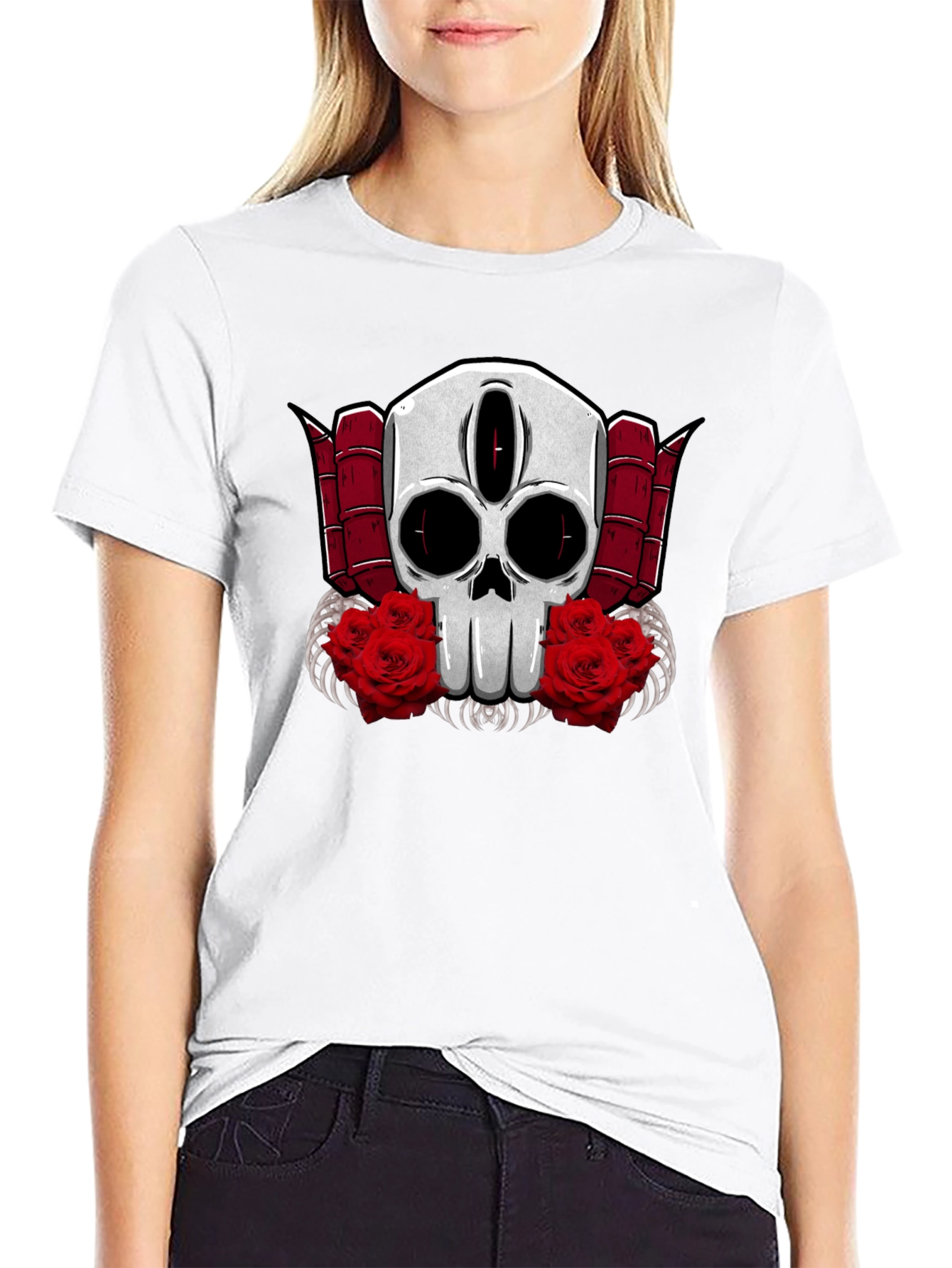 Skull & Roses Graphic Tee - Edgy Style