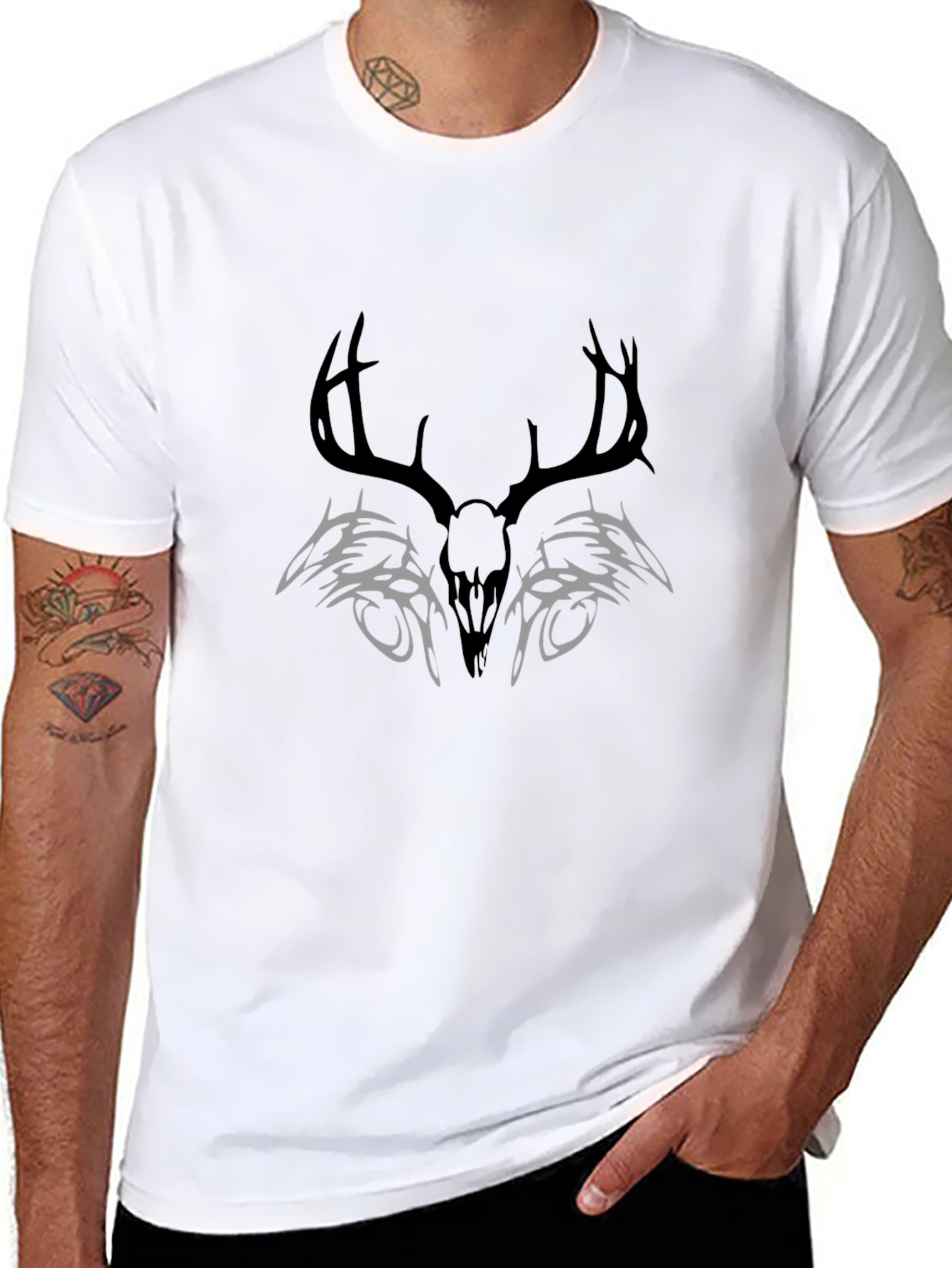 Deer Skull Tribal Graphic T-Shirt