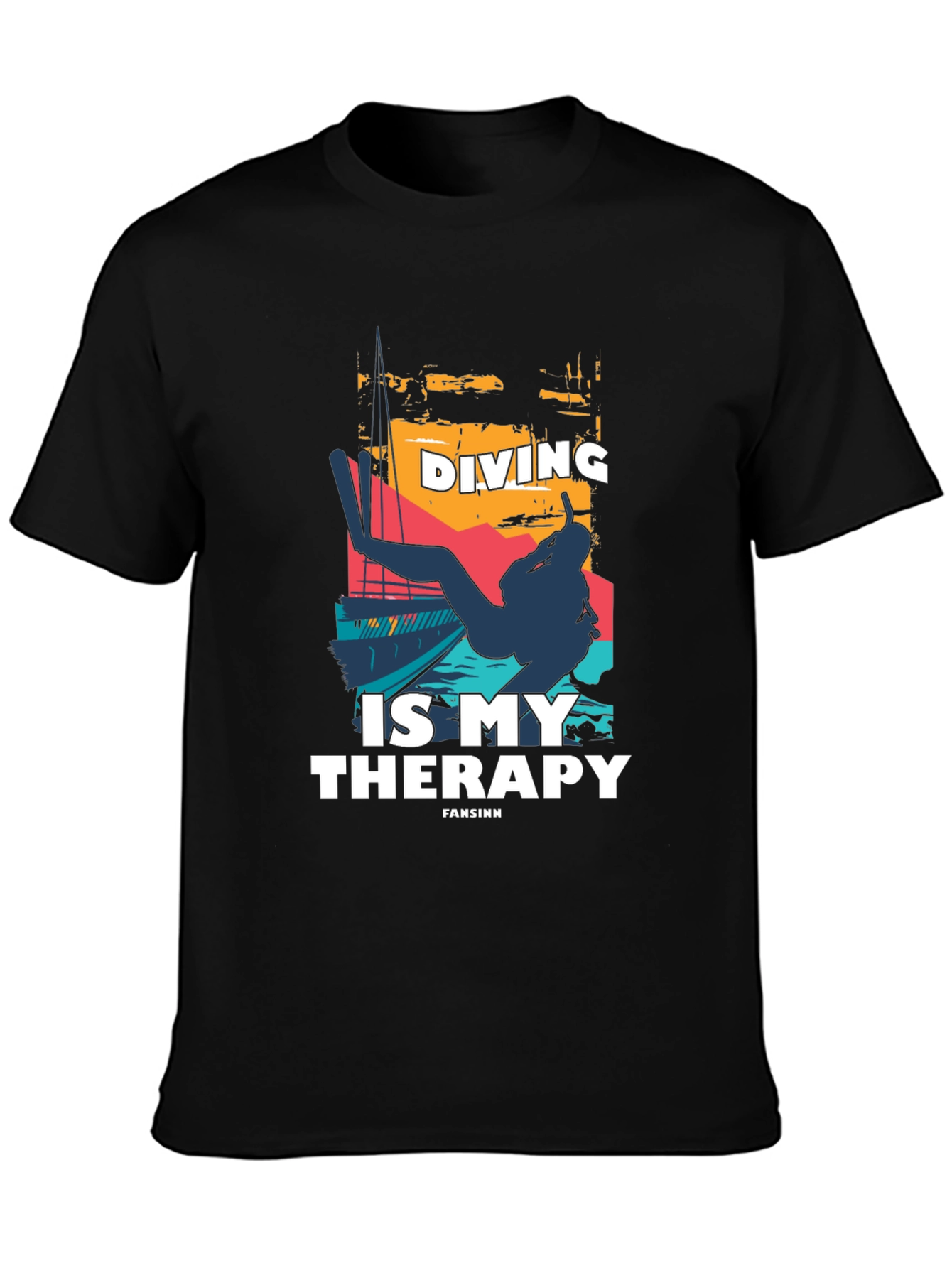 Diving is My Therapy Black T-Shirt