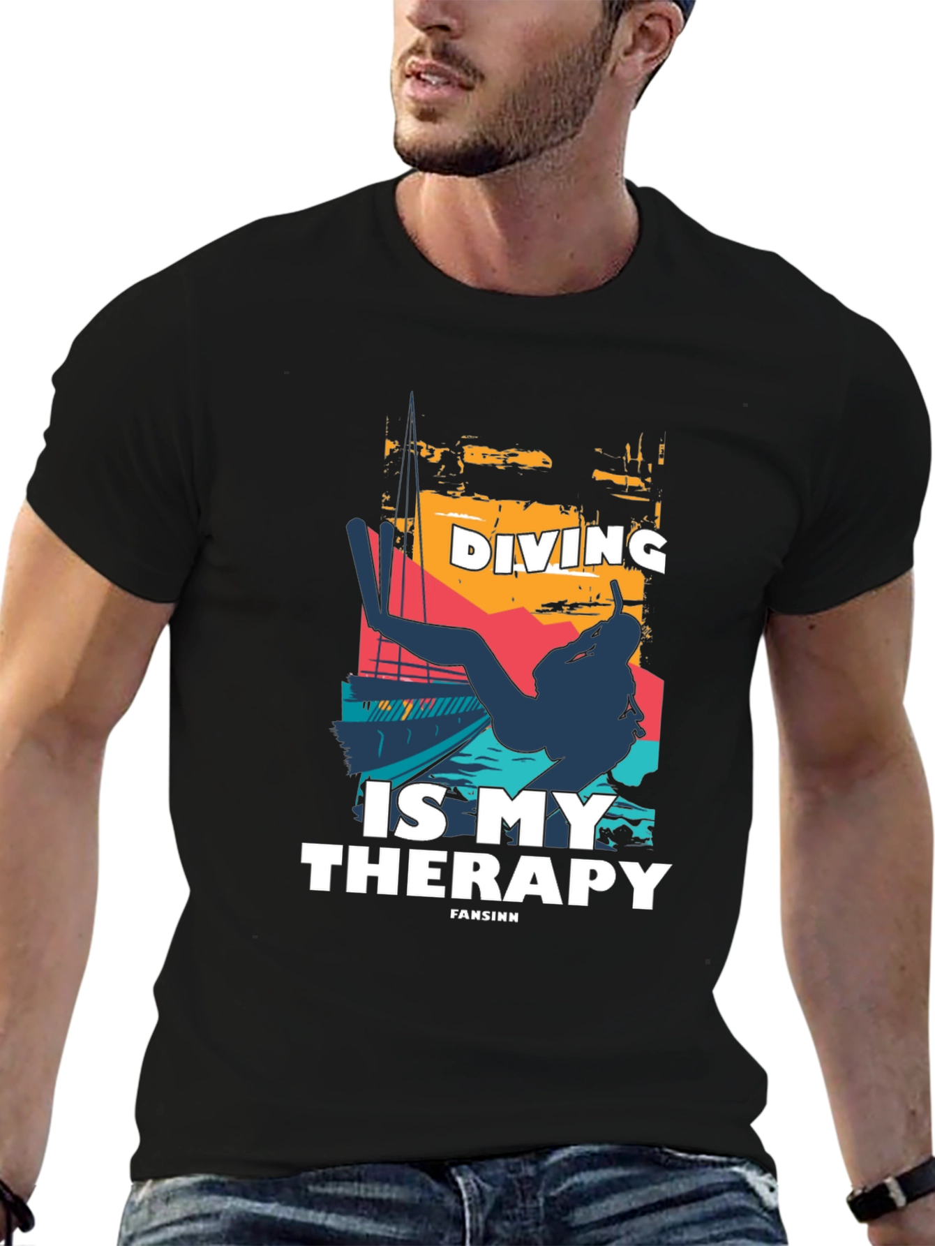 Diving is My Therapy Black T-Shirt