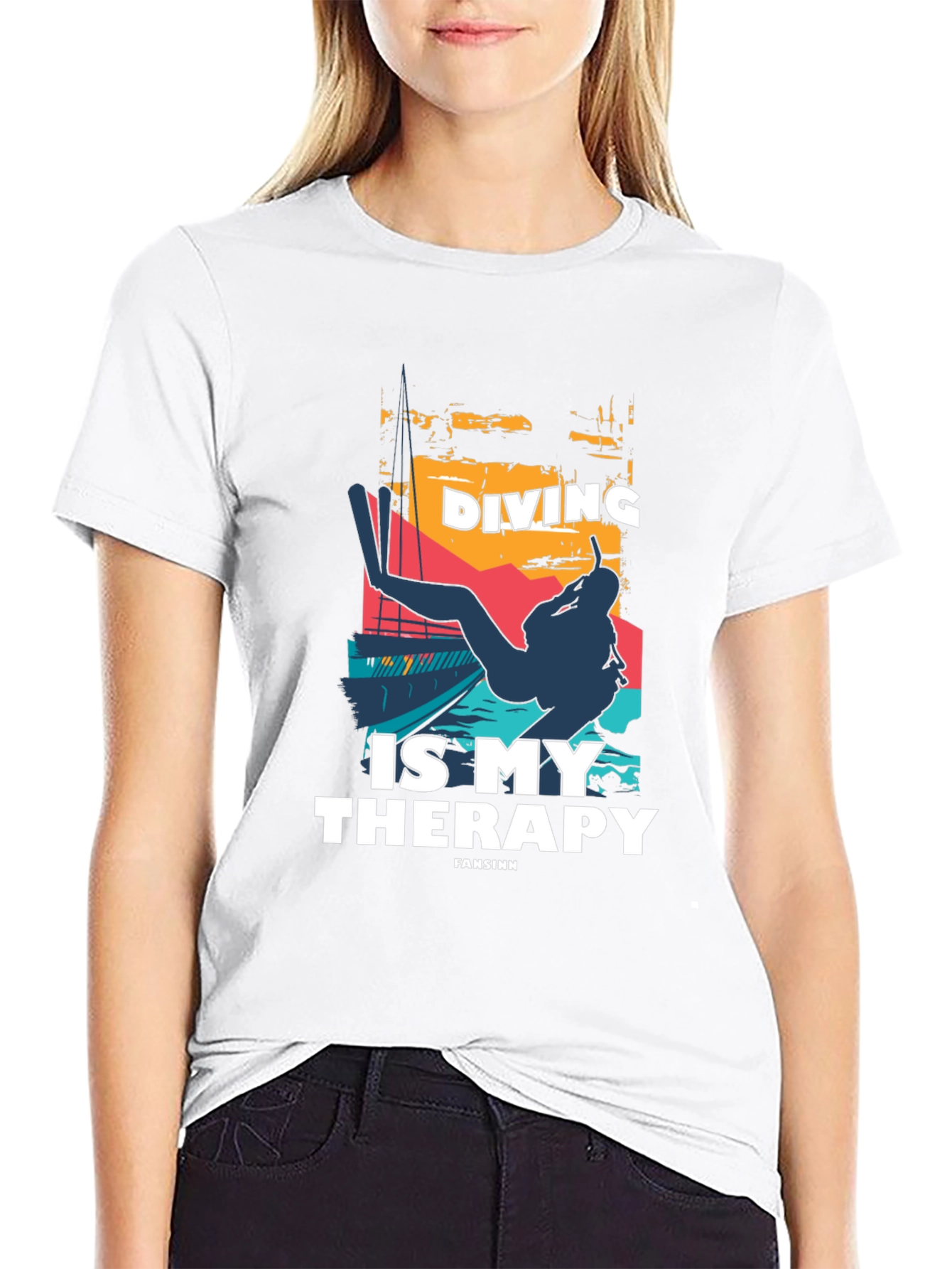 Diving is My Therapy Black T-Shirt
