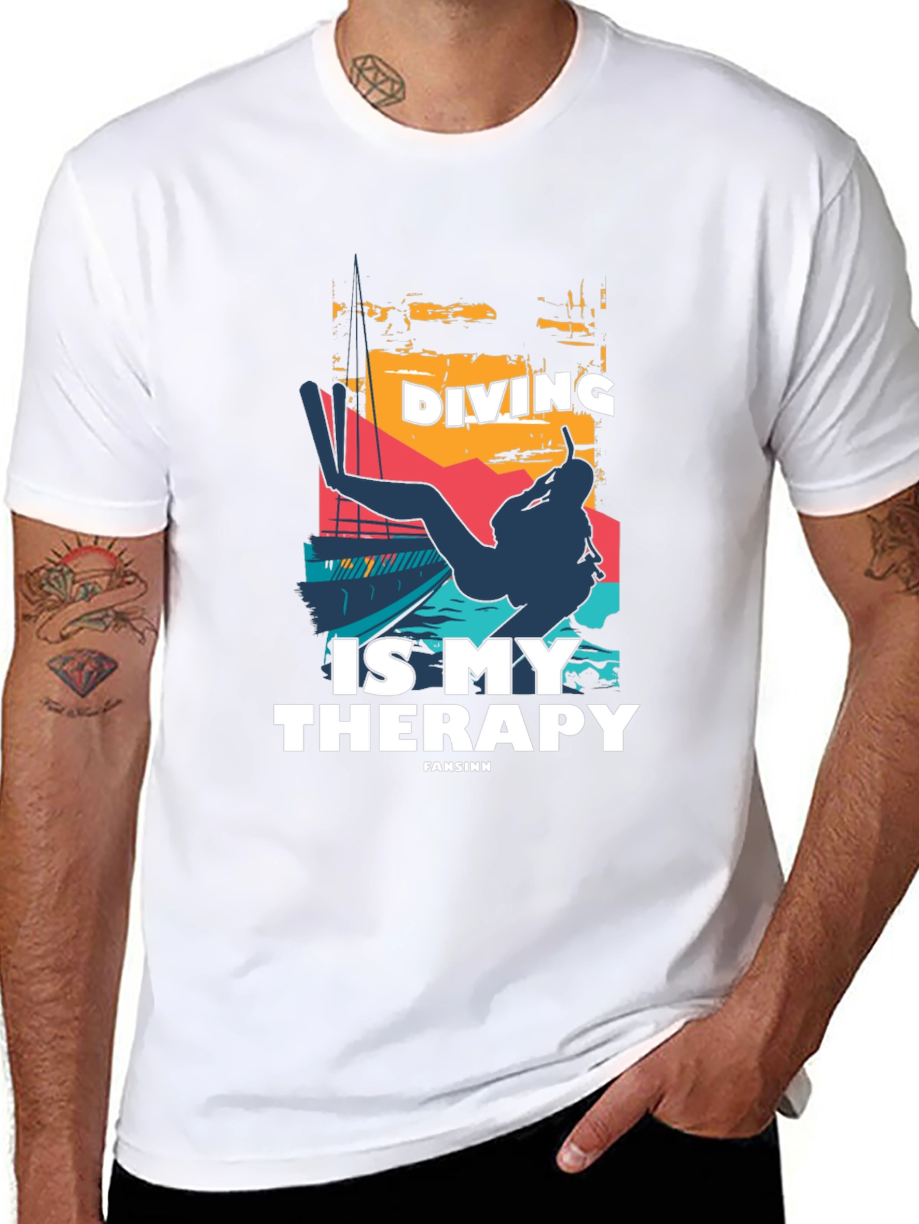 Diving is My Therapy Black T-Shirt