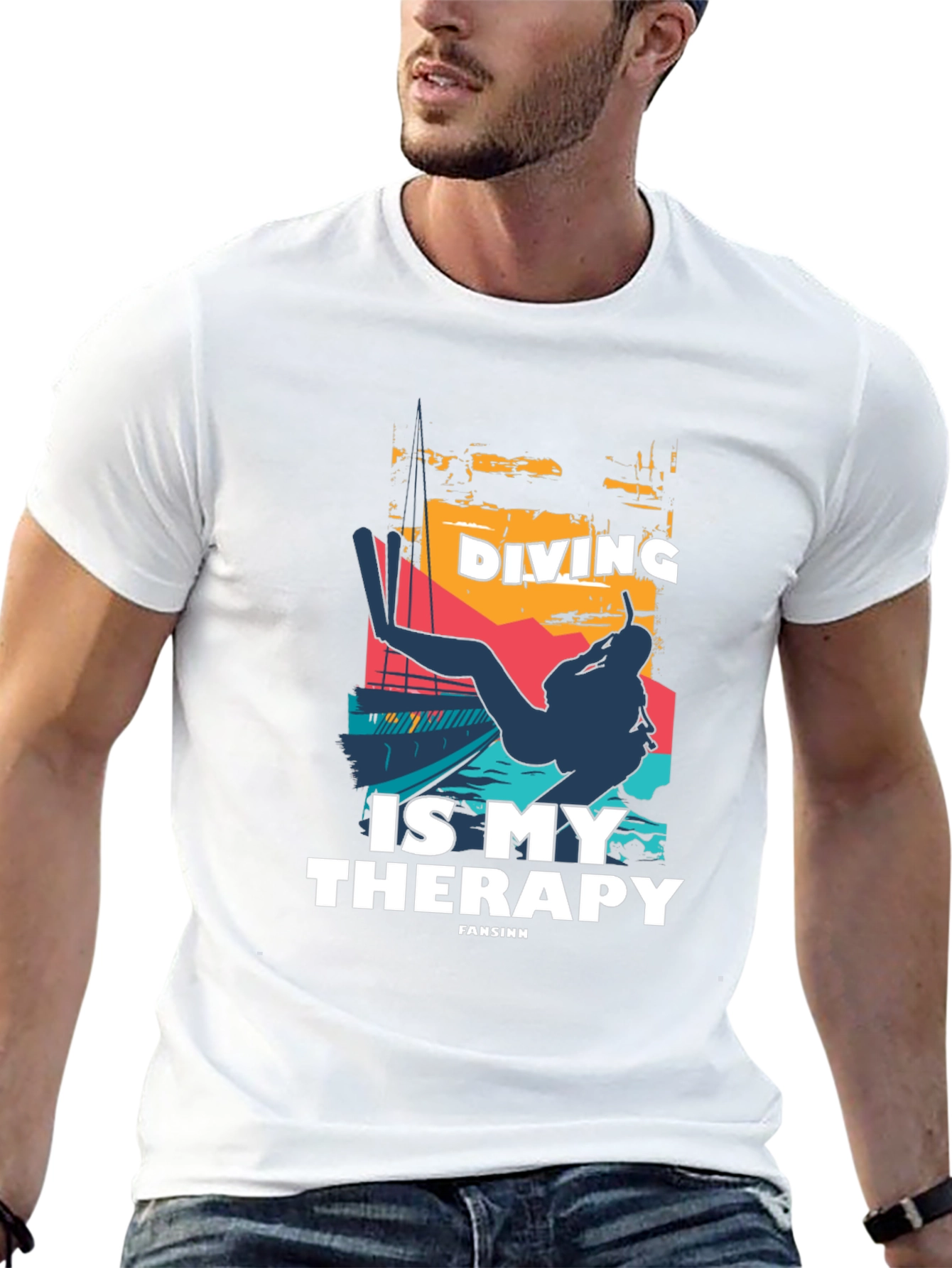 Diving is My Therapy Black T-Shirt