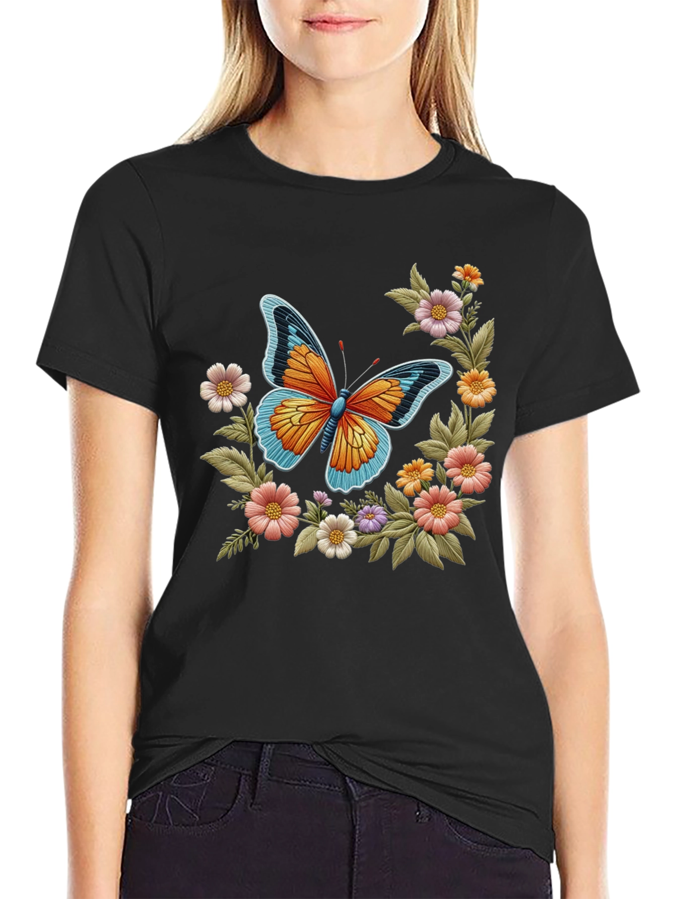 Butterfly Floral Print T-Shirt
