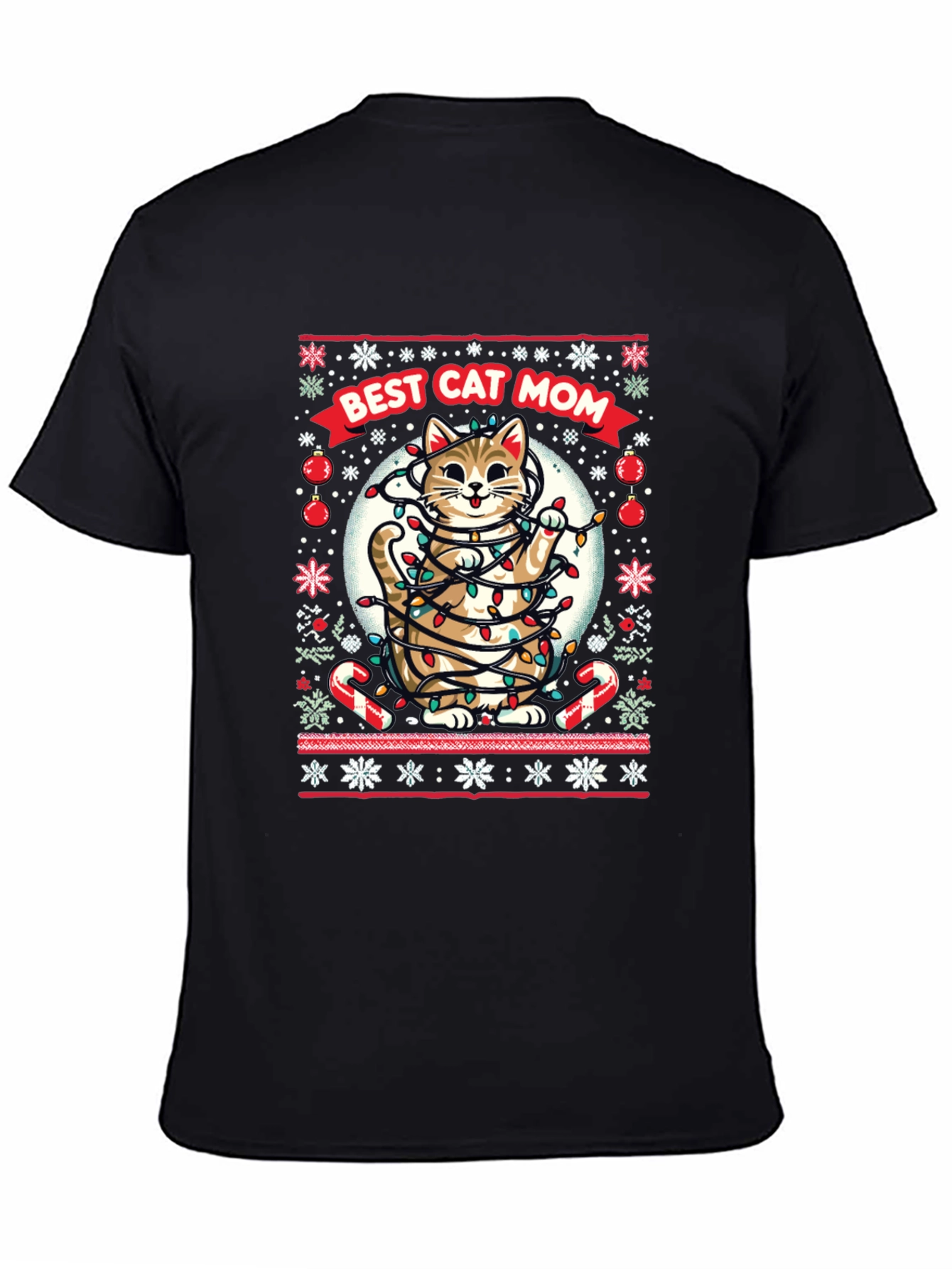 Best Cat Mom Ugly Christmas T-Shirt